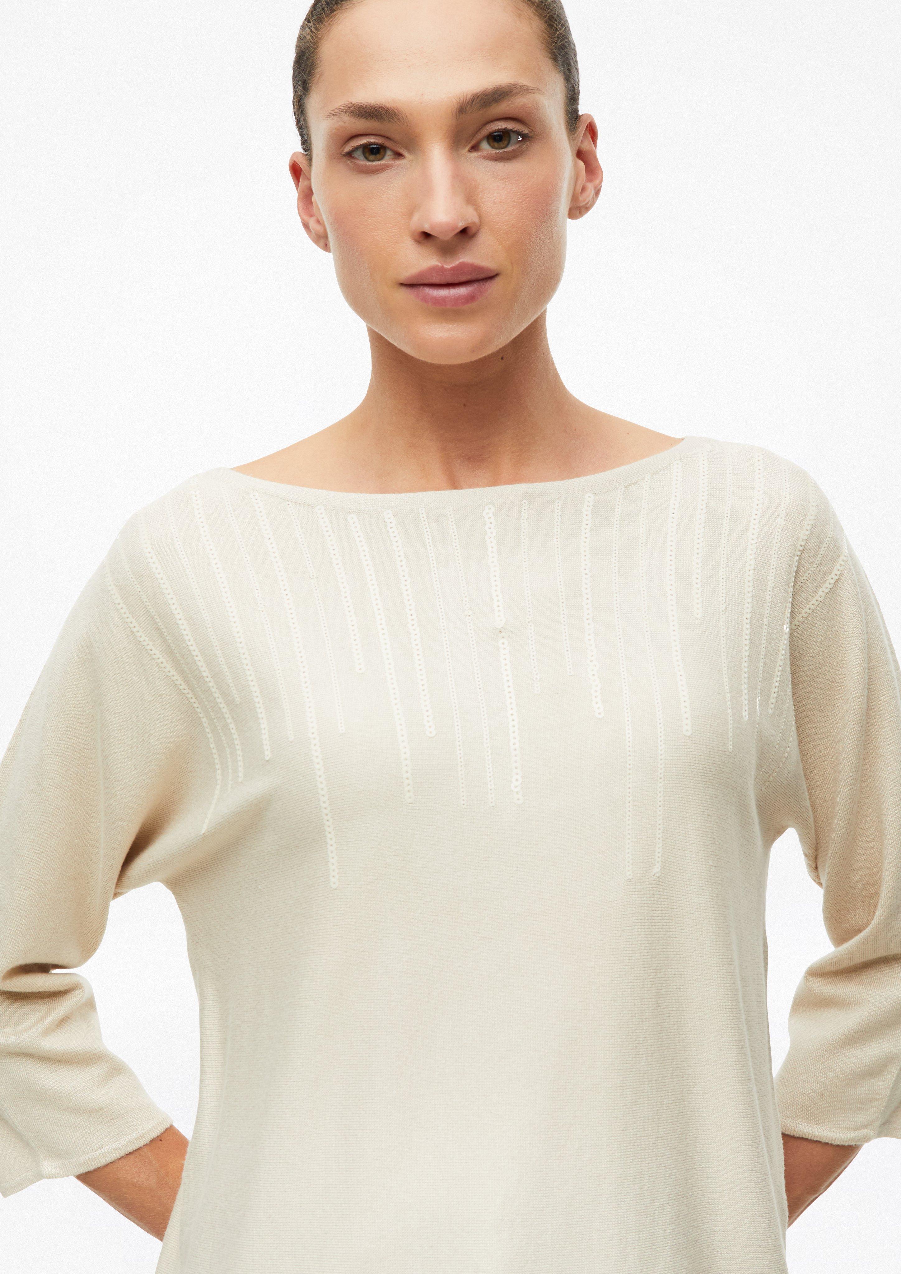 Femmes Pull en maille fine à paillettes, coupe décontractée en beige de s.Oliver BLACK LABEL