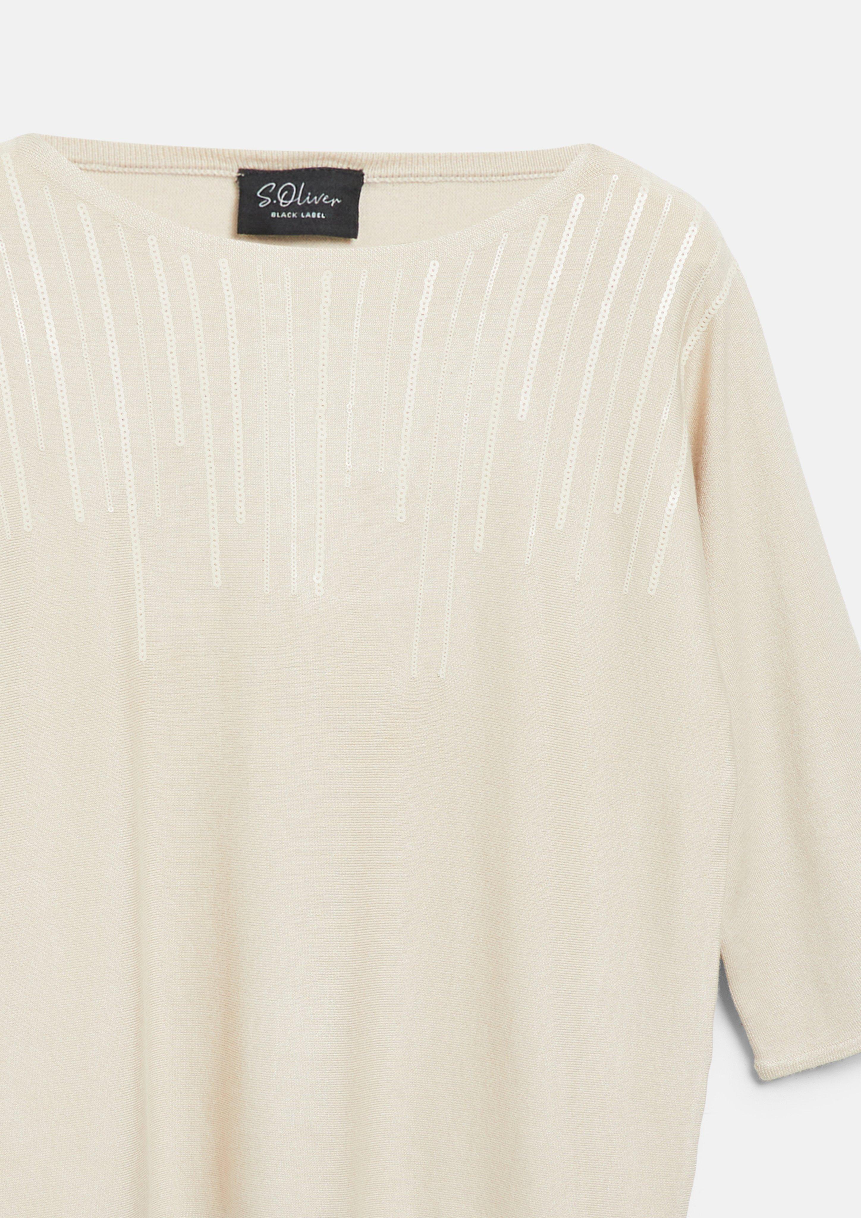 Femmes Pull en maille fine à paillettes, coupe décontractée en beige de s.Oliver BLACK LABEL