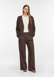 Flie ende Wide Leg Hose Aus Leinenmix Braun COMMA
