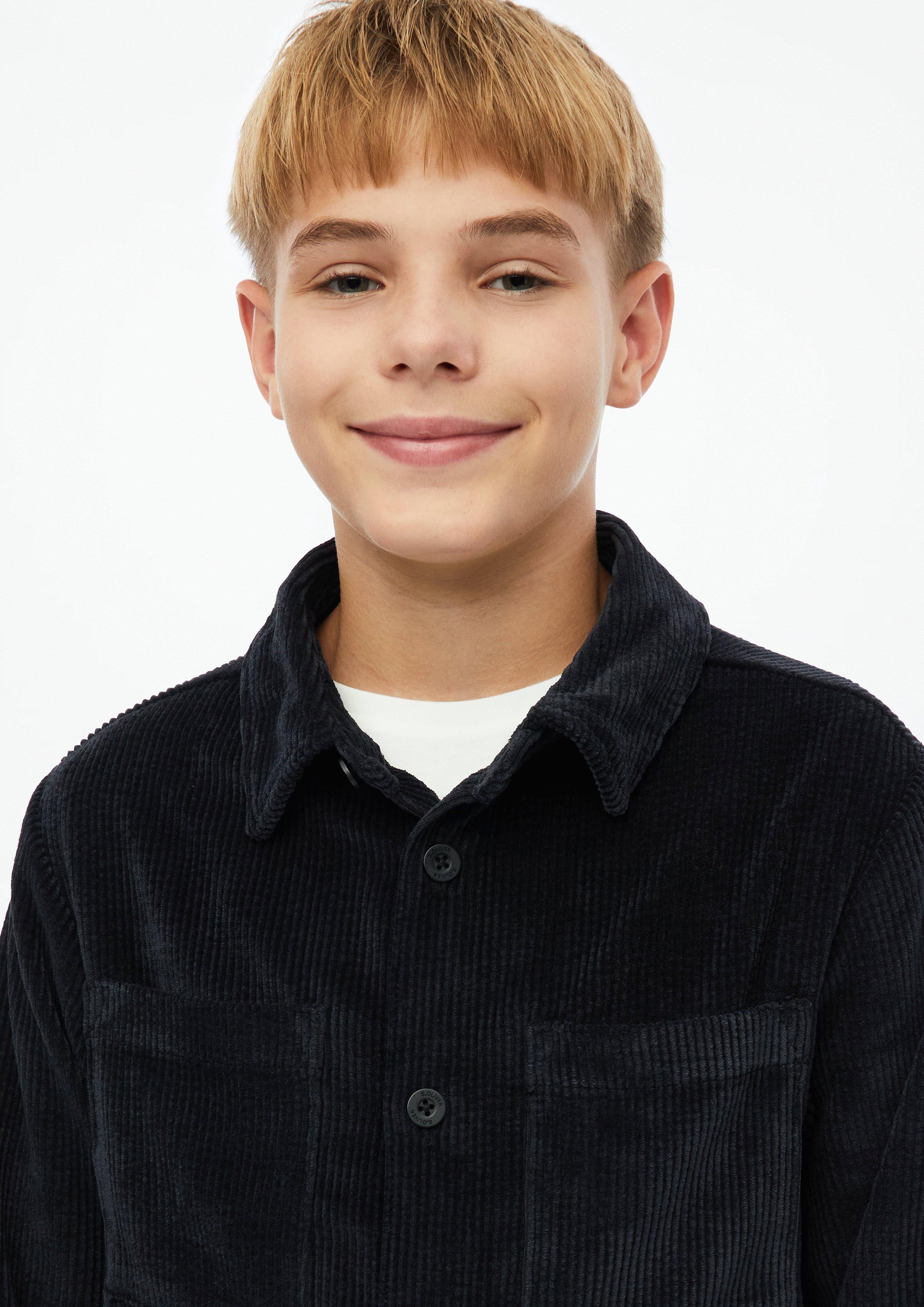 Junior Corduroy overshirt met borstzakken in zwart van s.Oliver
