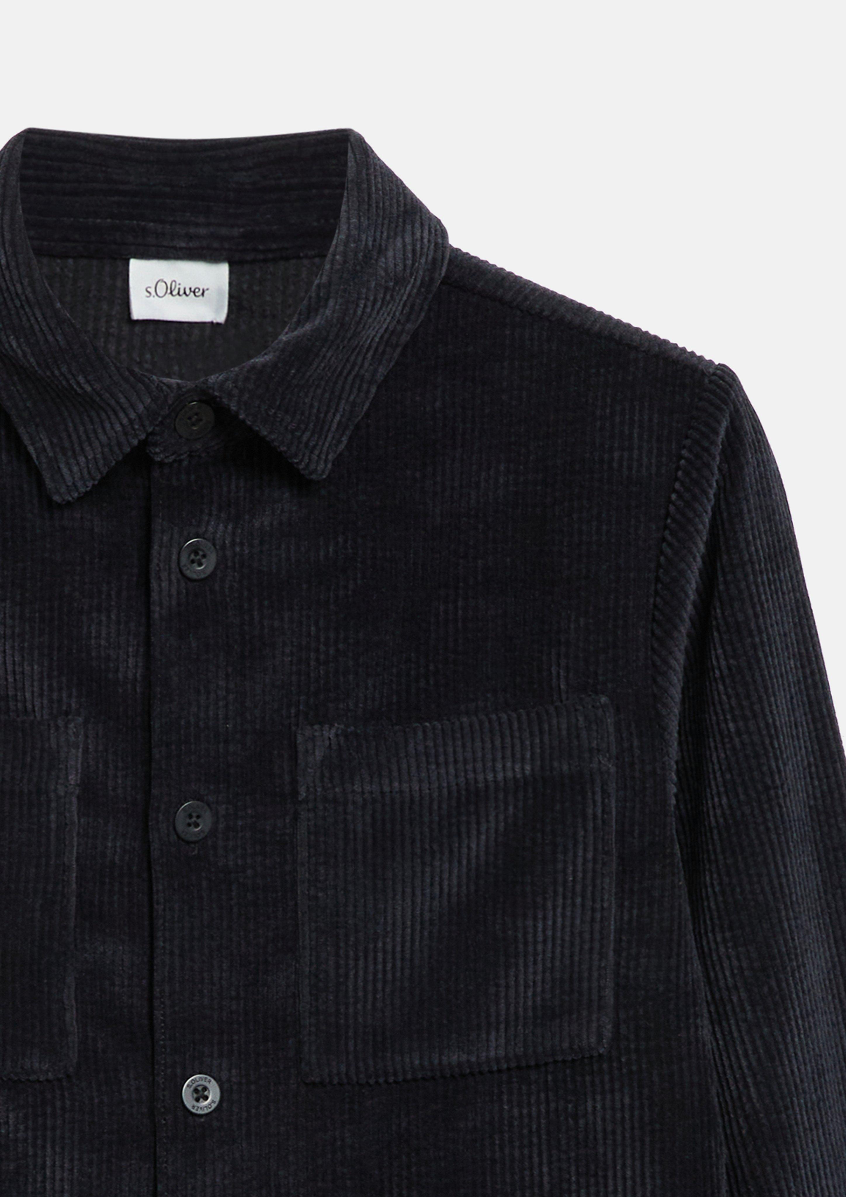 Junior Corduroy overshirt met borstzakken in zwart van s.Oliver