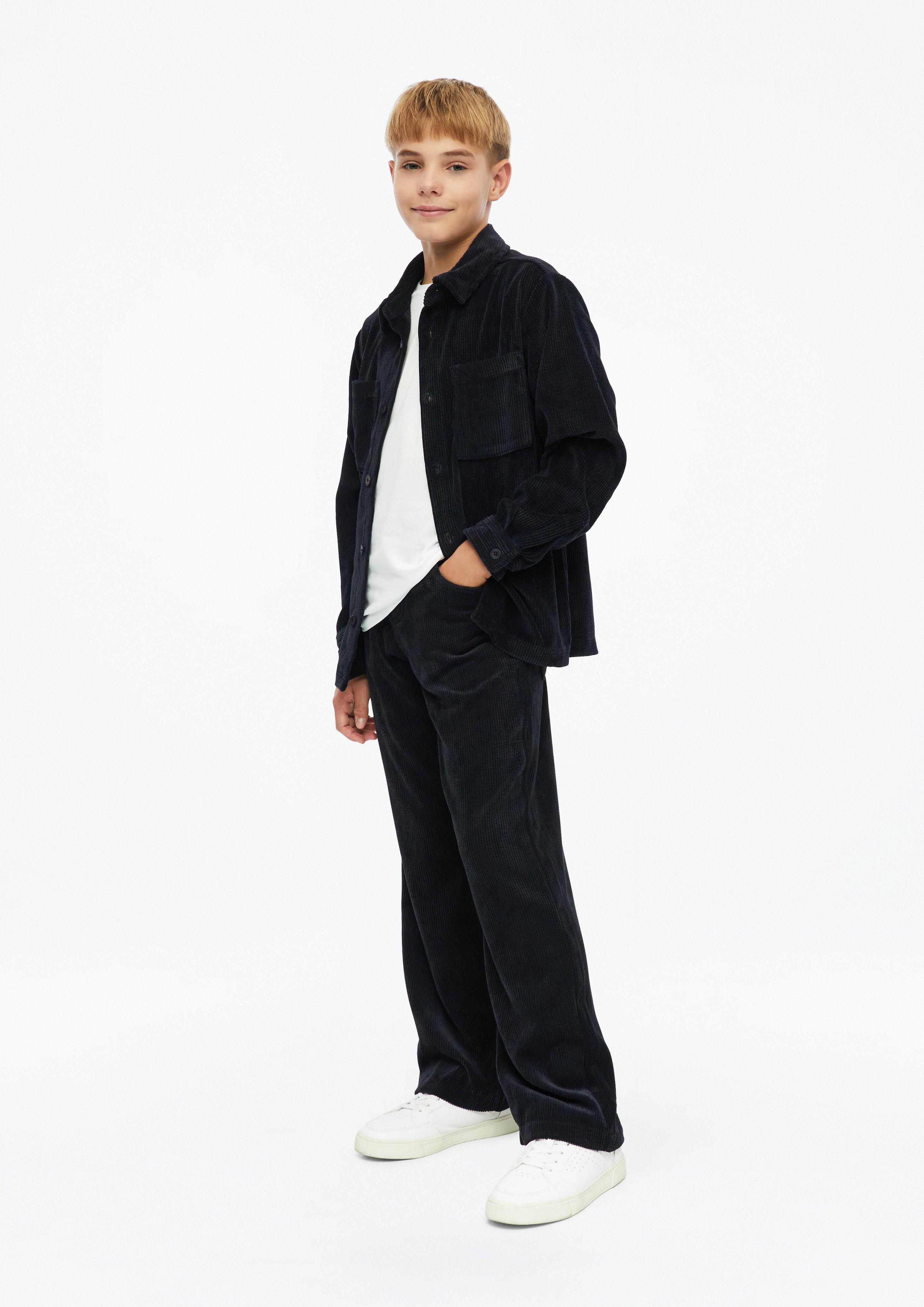 Junior Corduroy overshirt met borstzakken in zwart van s.Oliver