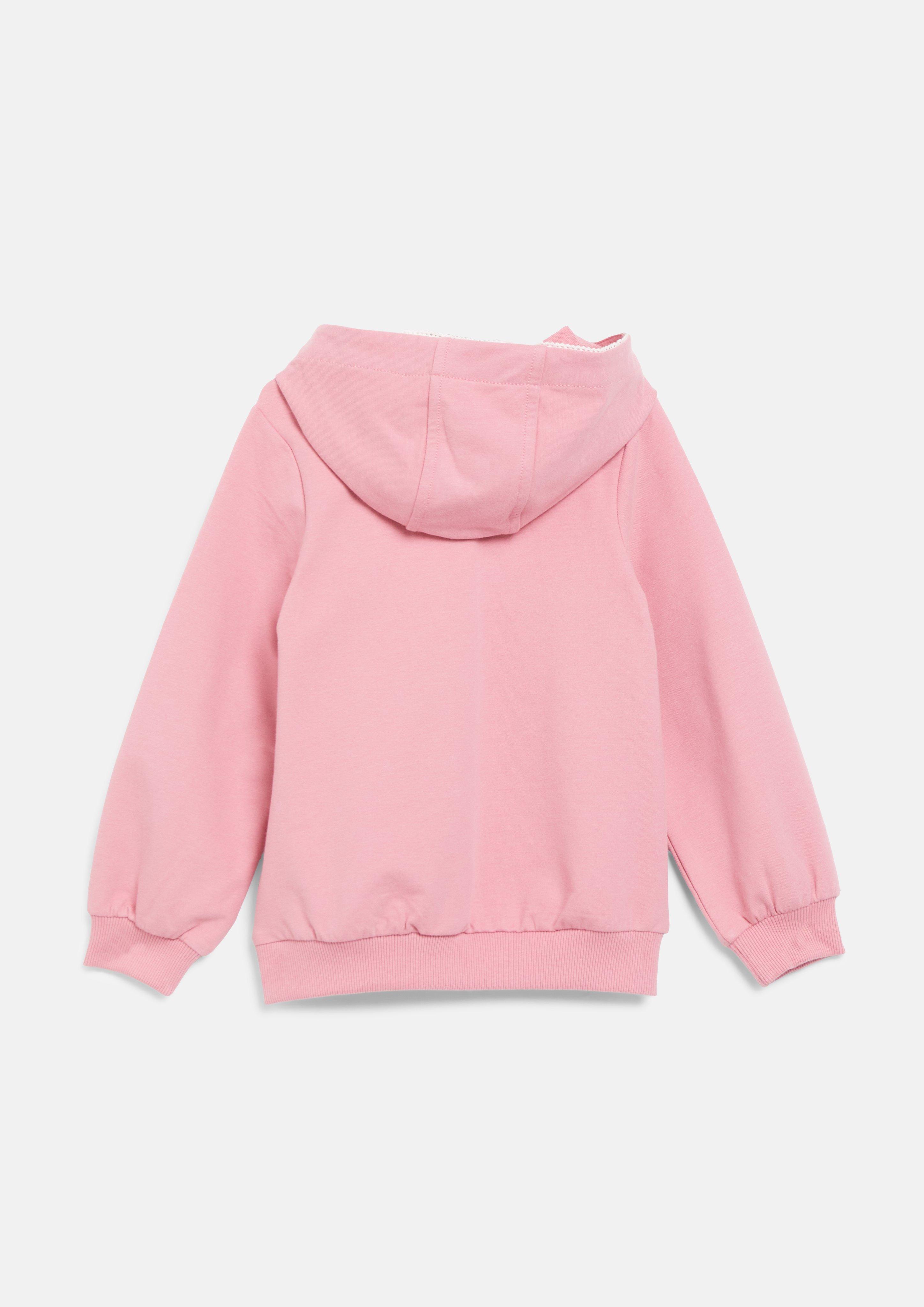 Kinder Hoodie mit Spitzen-Details und Applikation in pink von s.Oliver
