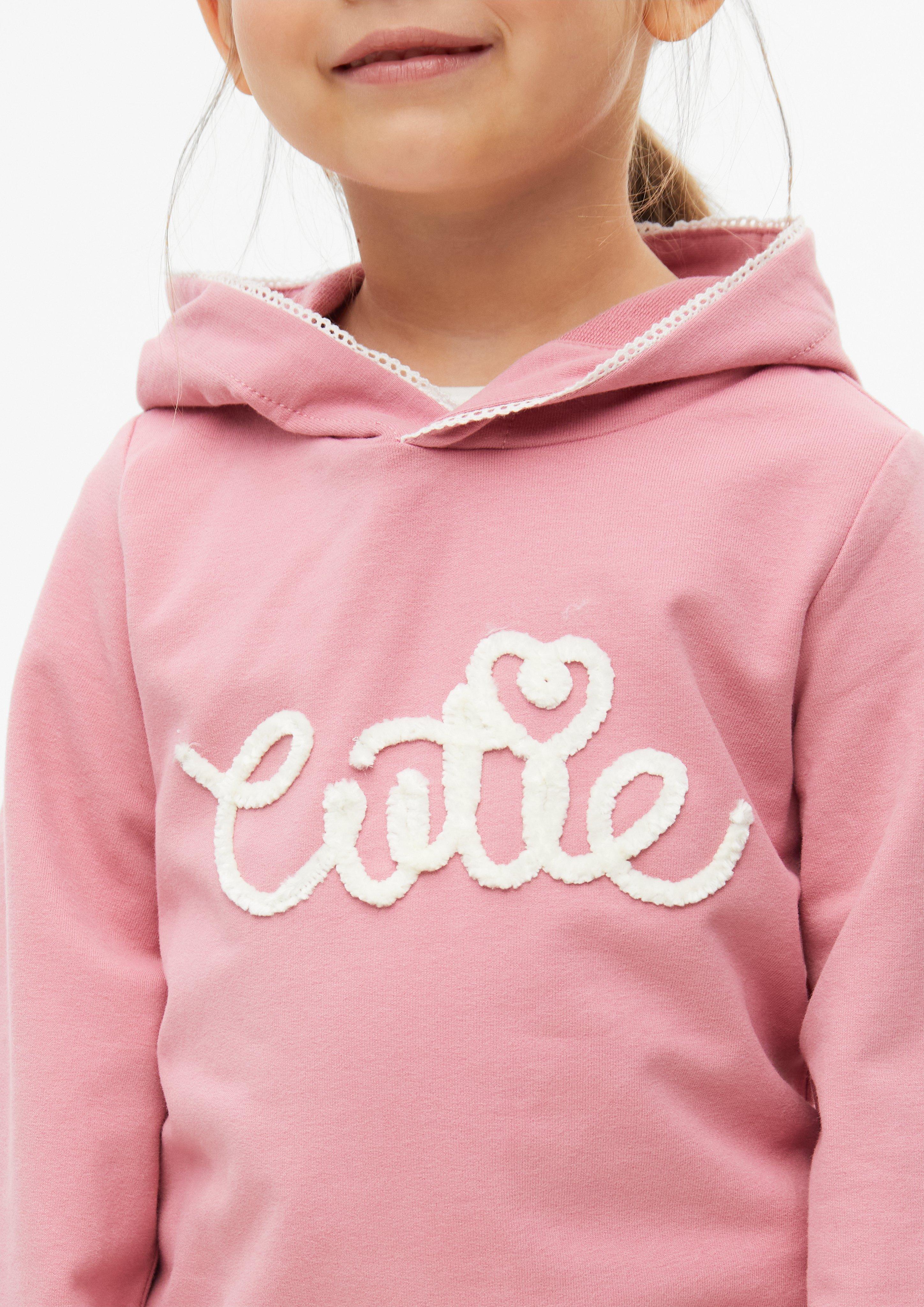 Junior Hoodie met kanten details en applicatie in roze van s.Oliver