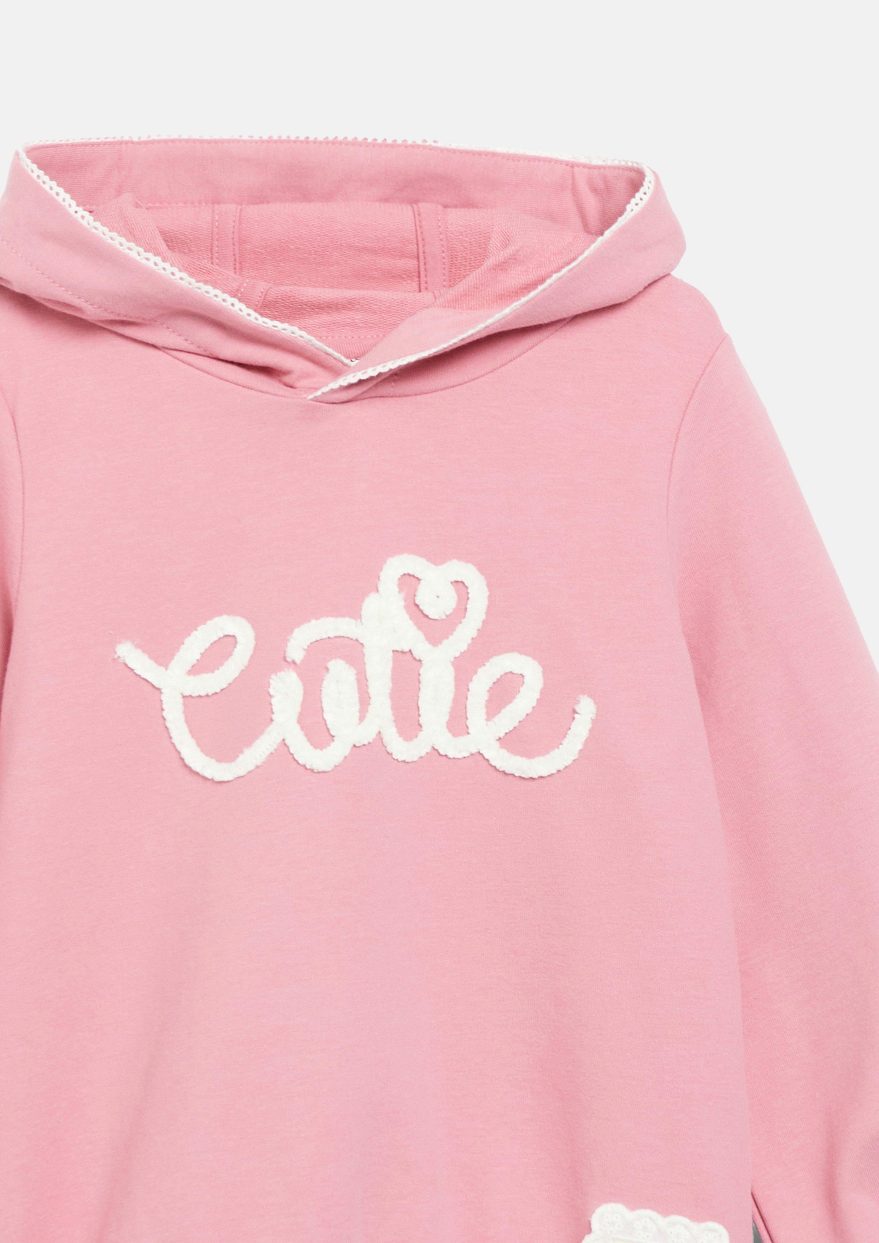 Junior Hoodie met kanten details en applicatie in roze van s.Oliver