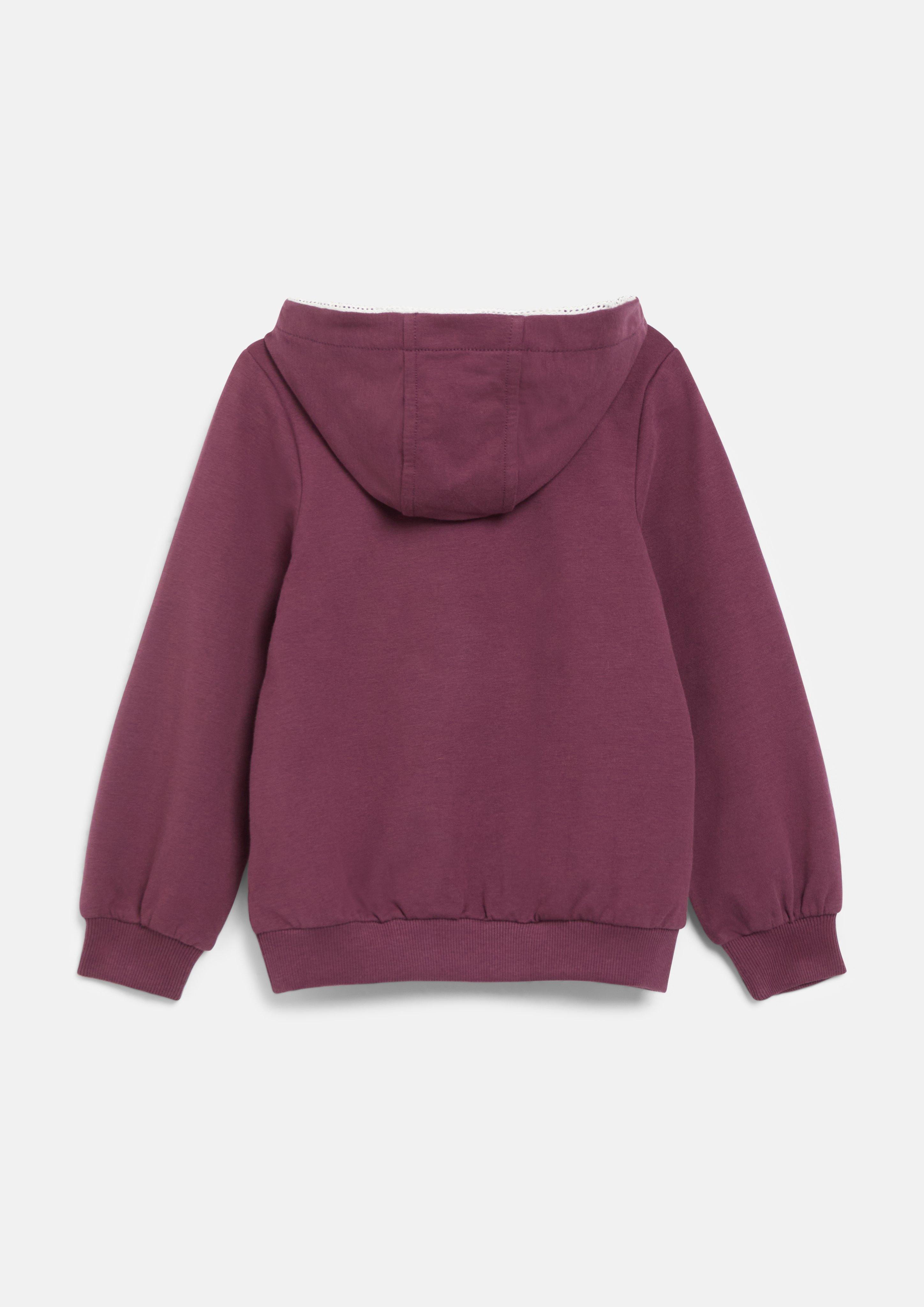 Kinder Hoodie mit Spitzen-Details und Applikation in rot von s.Oliver
