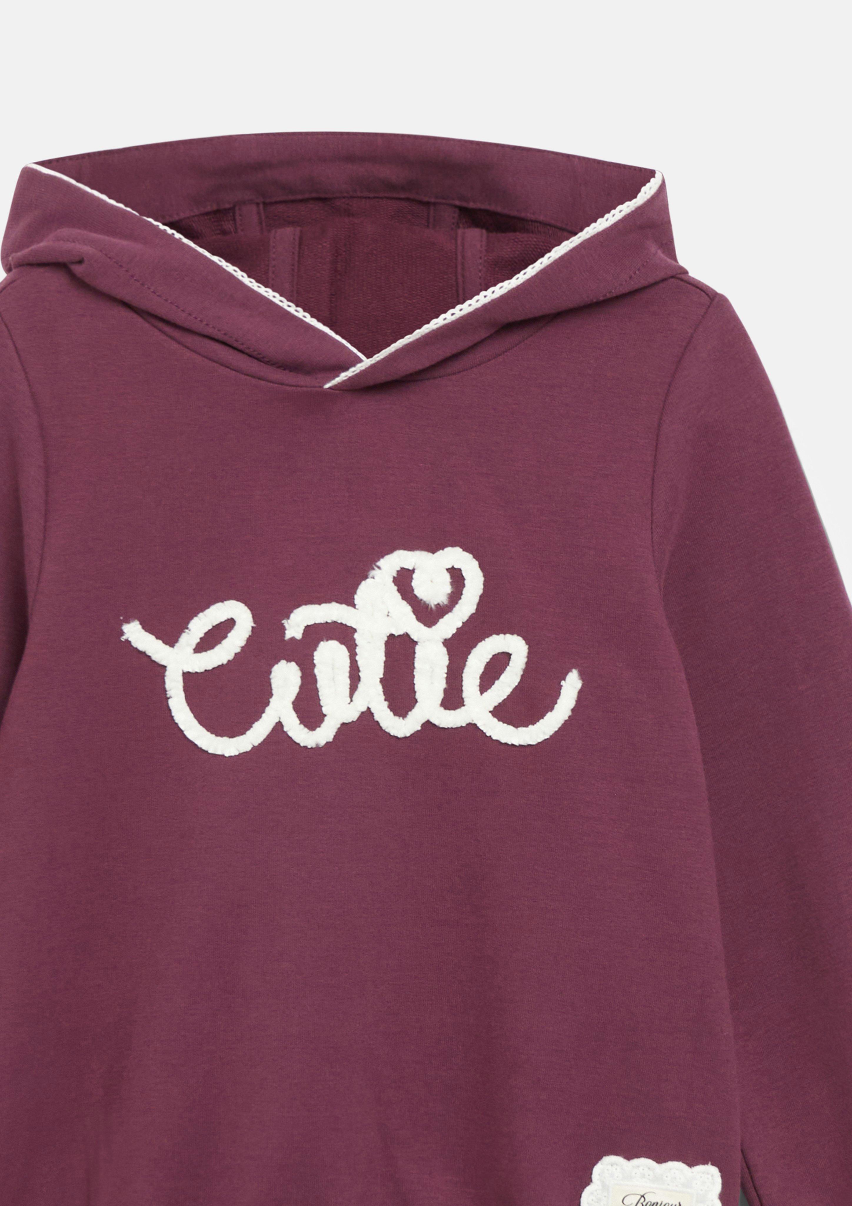 Junior Hoodie met kanten details en applicatie in rood van s.Oliver