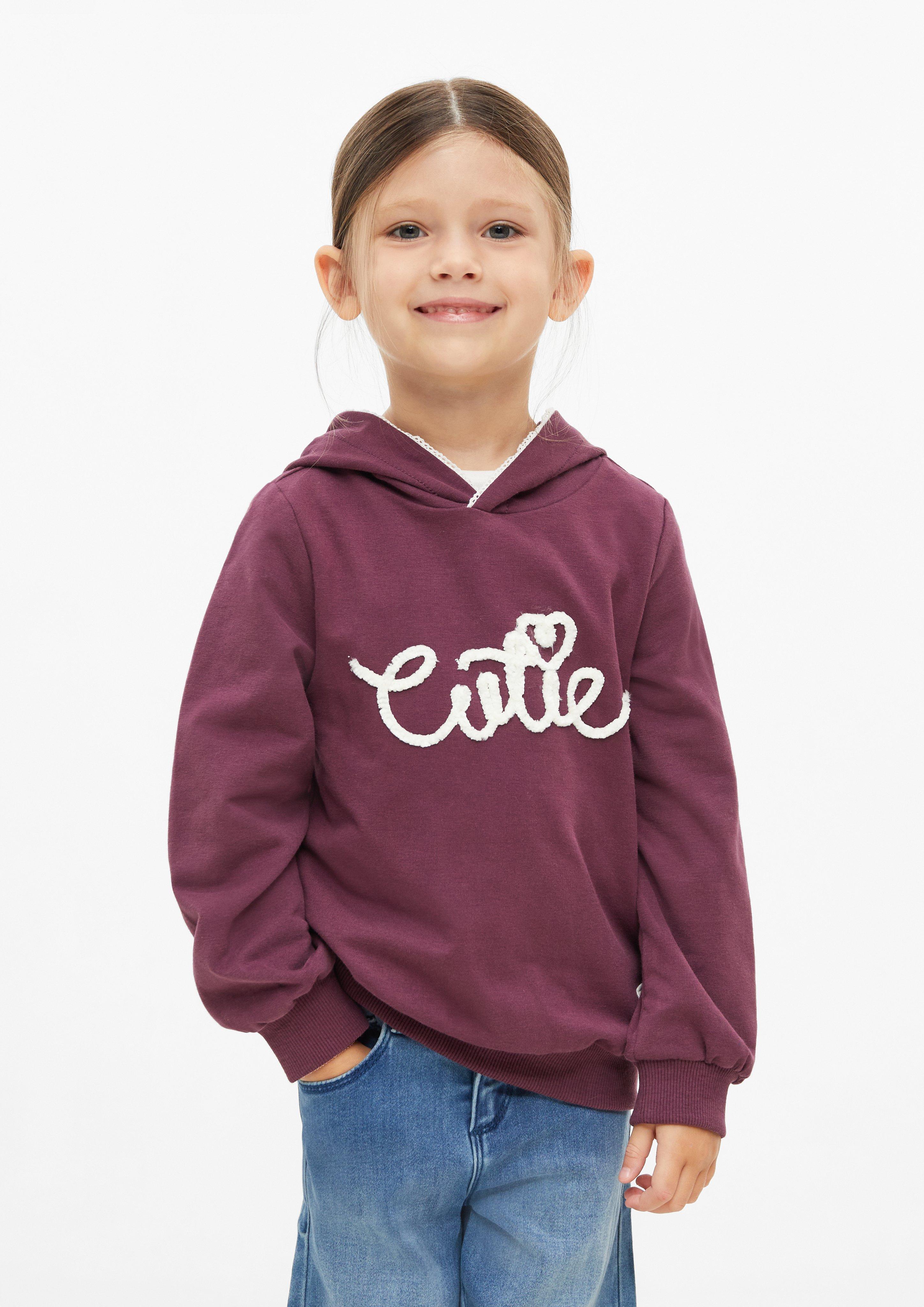 Hoodie with lace details and appliqué in bordeaux by s.Oliver