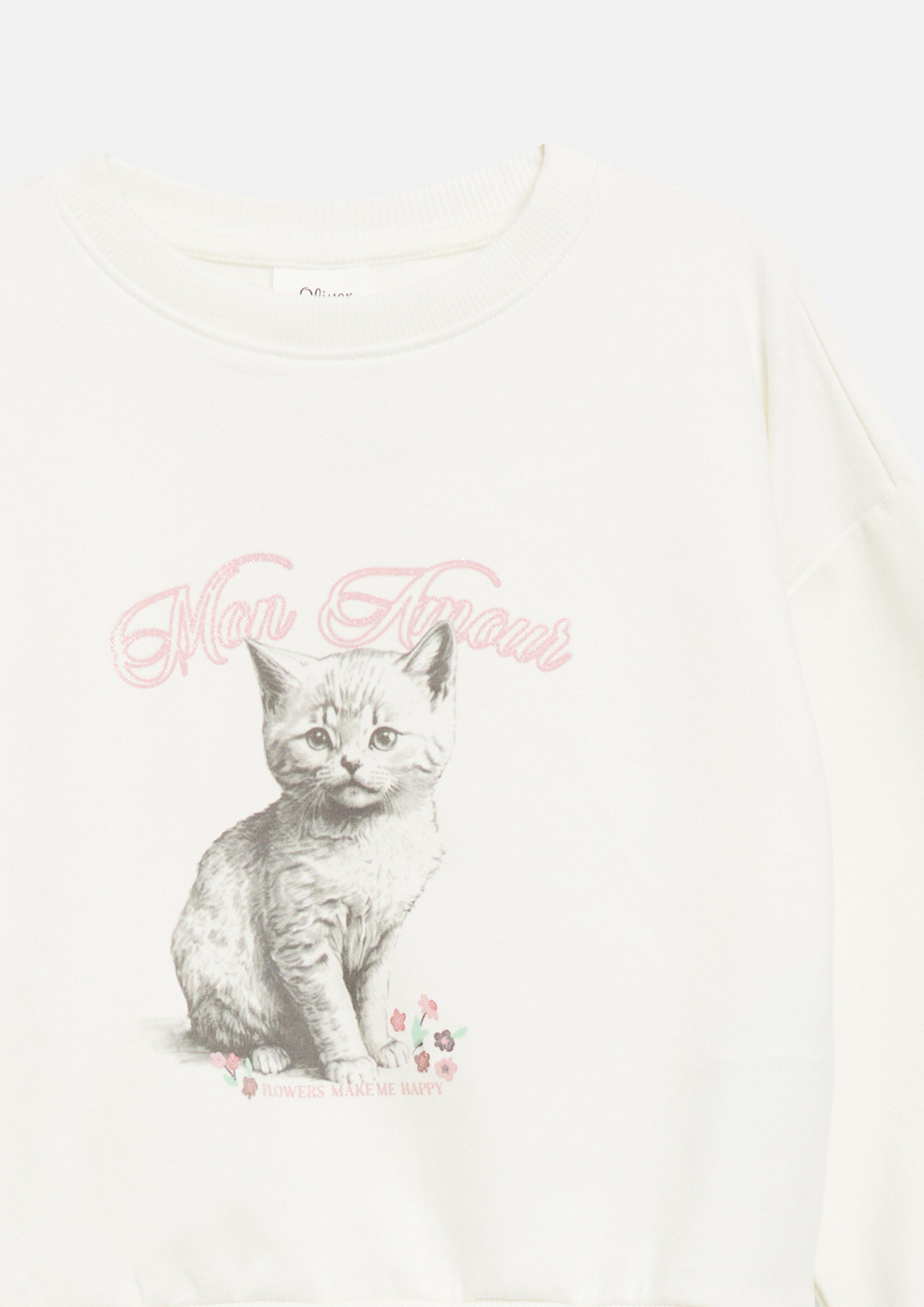 Junior Sweat-shirt oversize avec imprimé photo et paillettes en blanc de s.Oliver