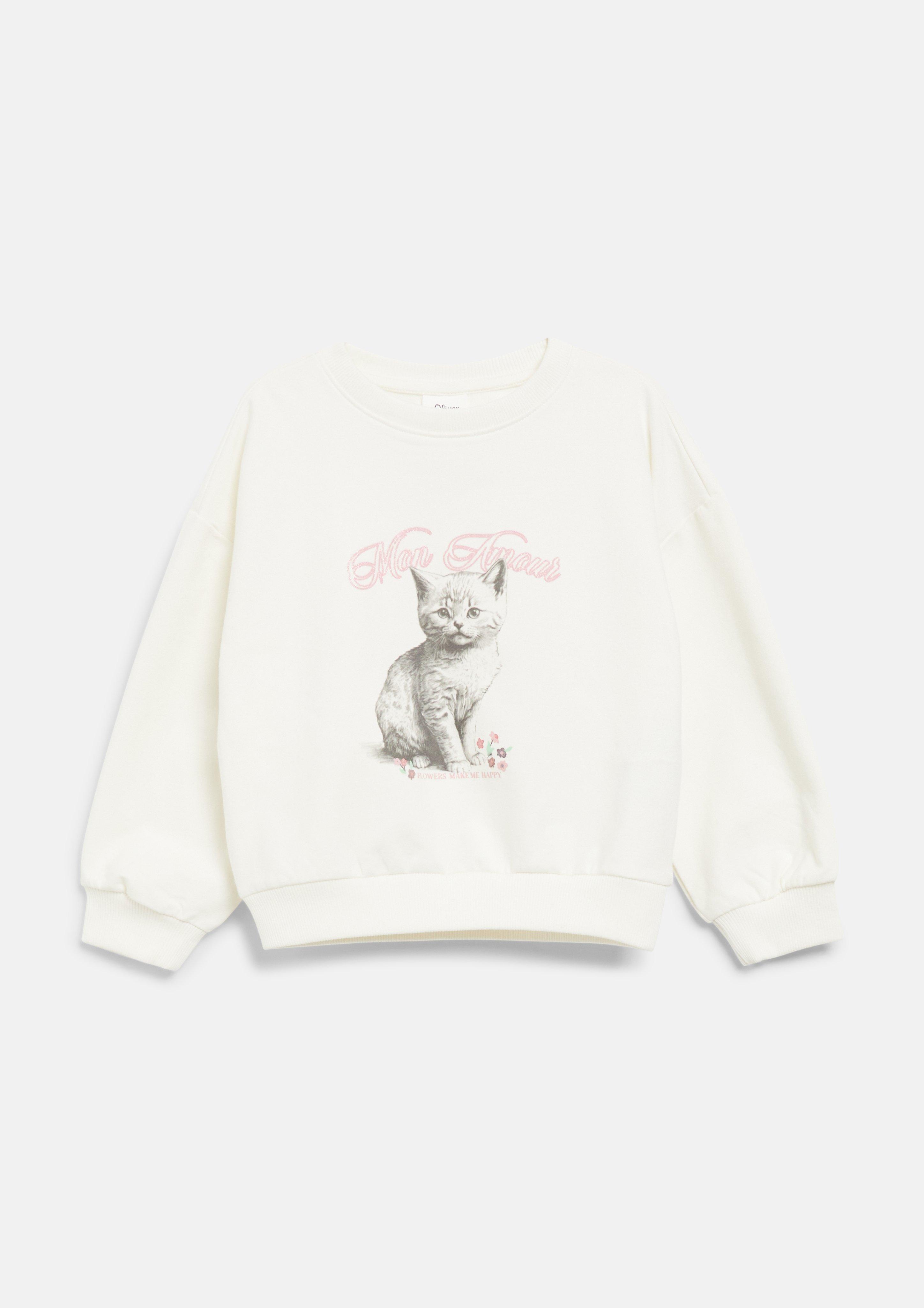 Kinder Oversize Sweatshirt mit Fotoprint und Glitzer in creme von s.Oliver
