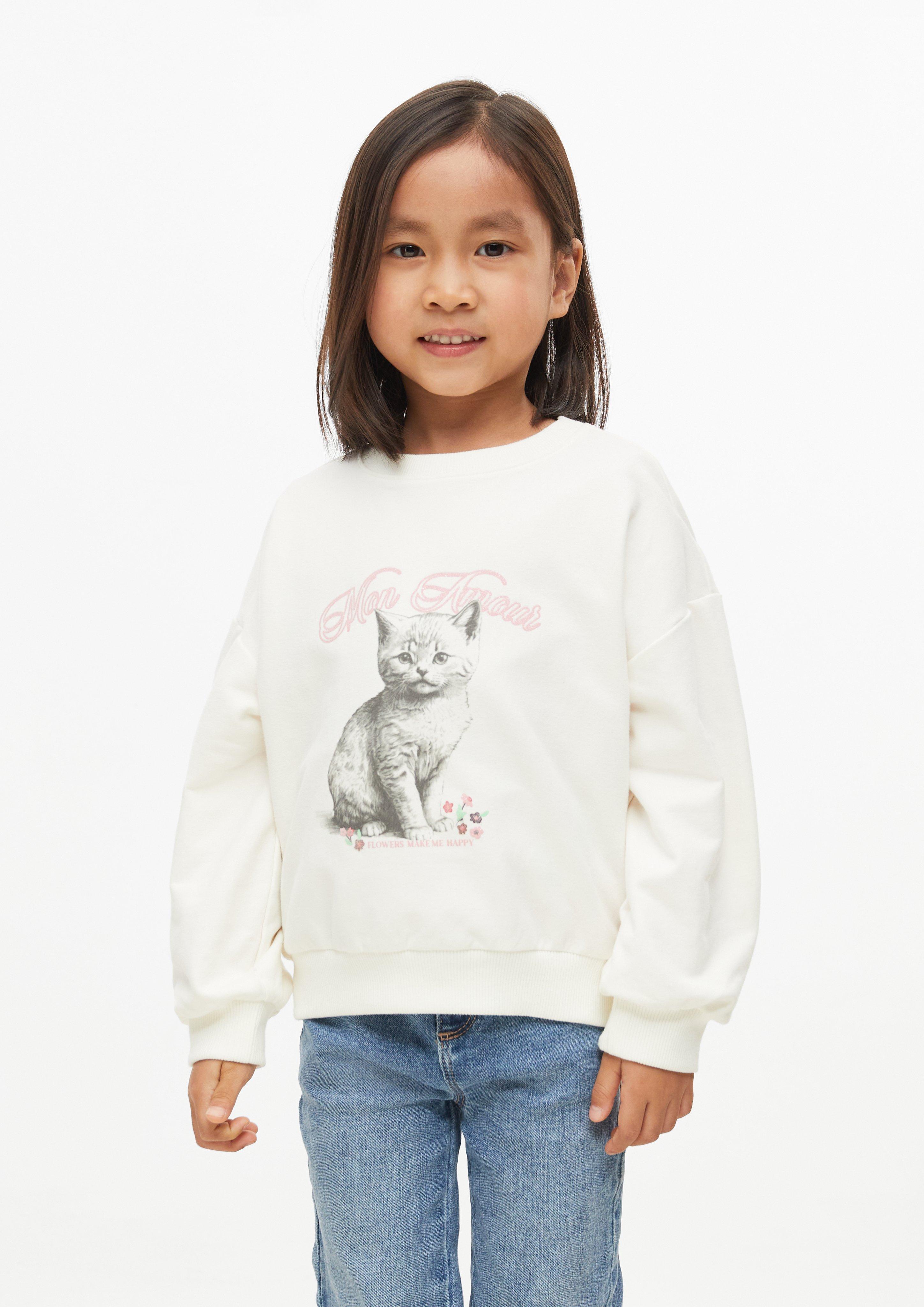 Oversize Sweatshirt mit Fotoprint und Glitzer in Farbe creme von s.Oliver