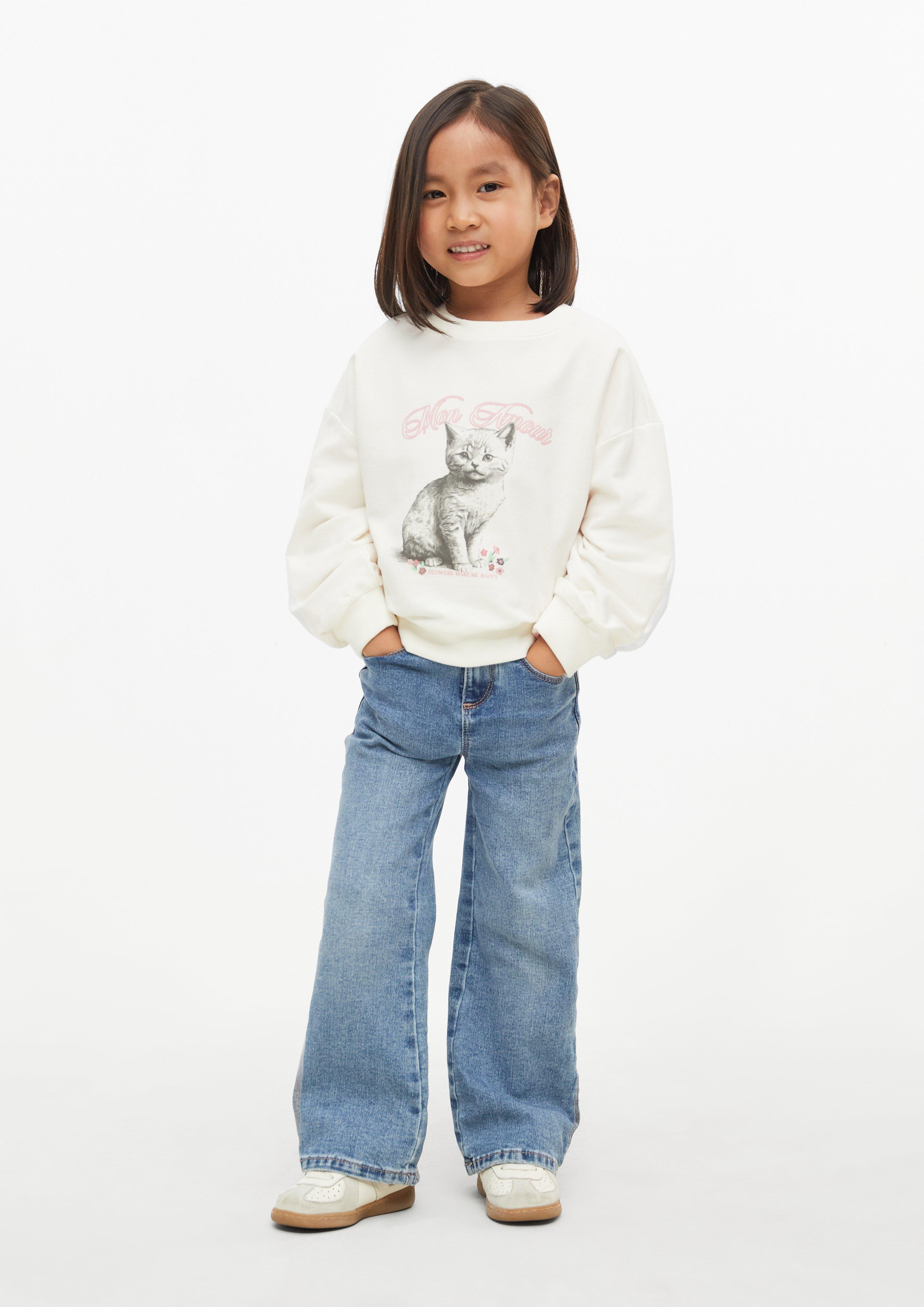 Junior Sweat-shirt oversize avec imprimé photo et paillettes en blanc de s.Oliver