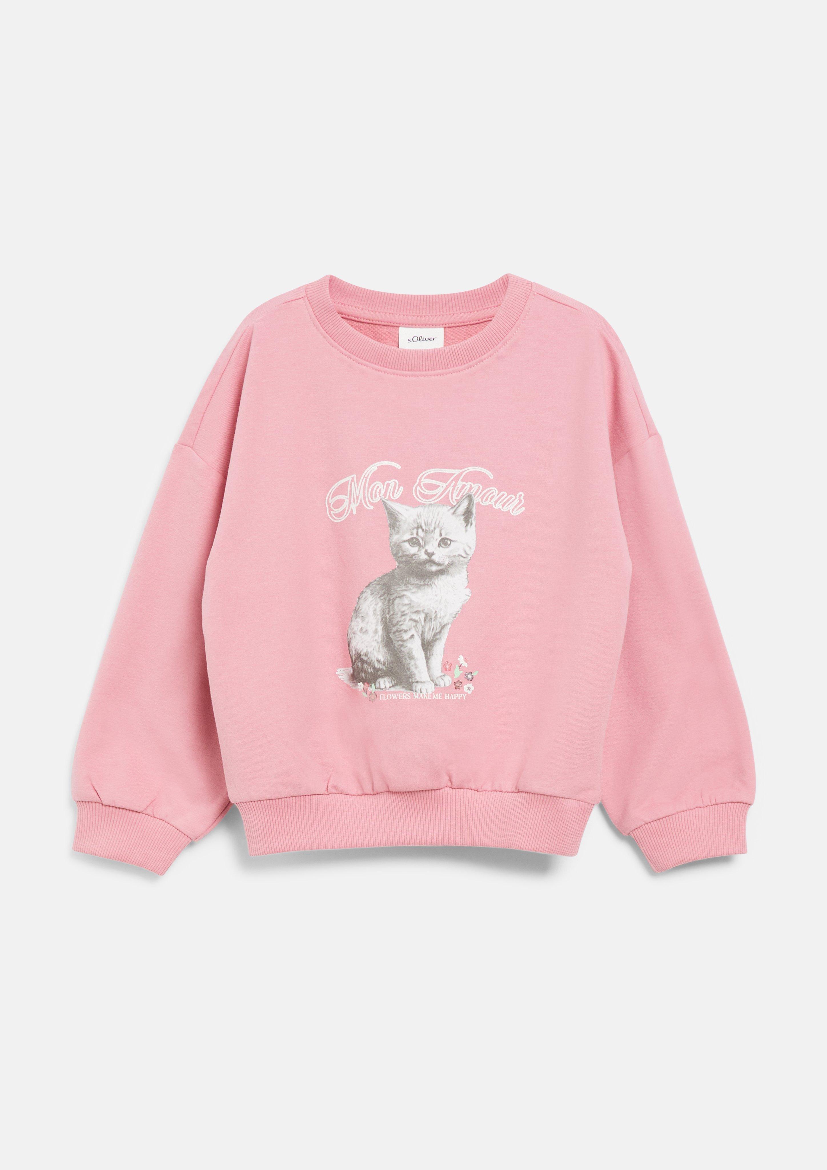 Kinder Oversize Sweatshirt mit Fotoprint und Glitzer in rosa von s.Oliver