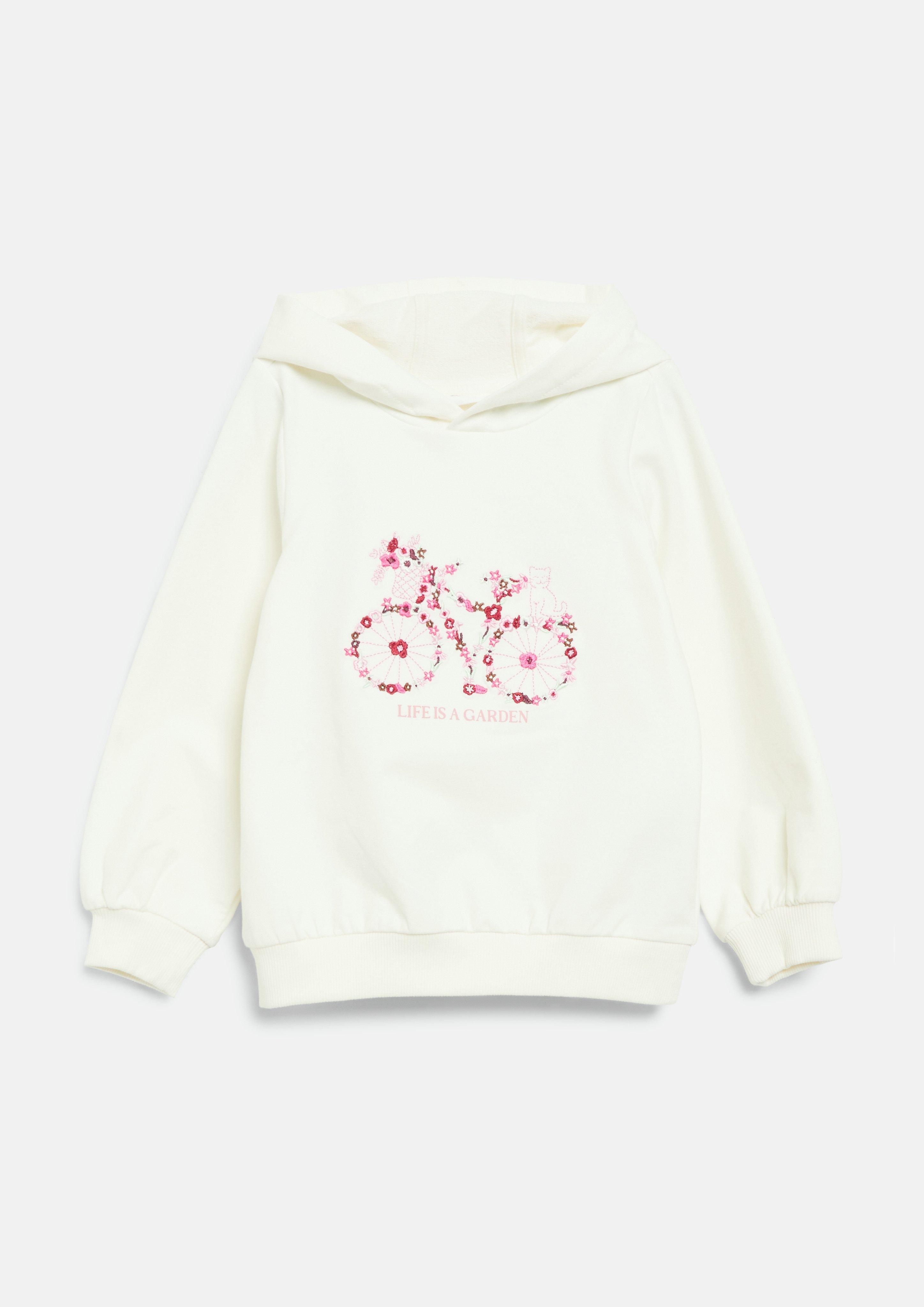 Embroidered Hoodie in cream by s.Oliver