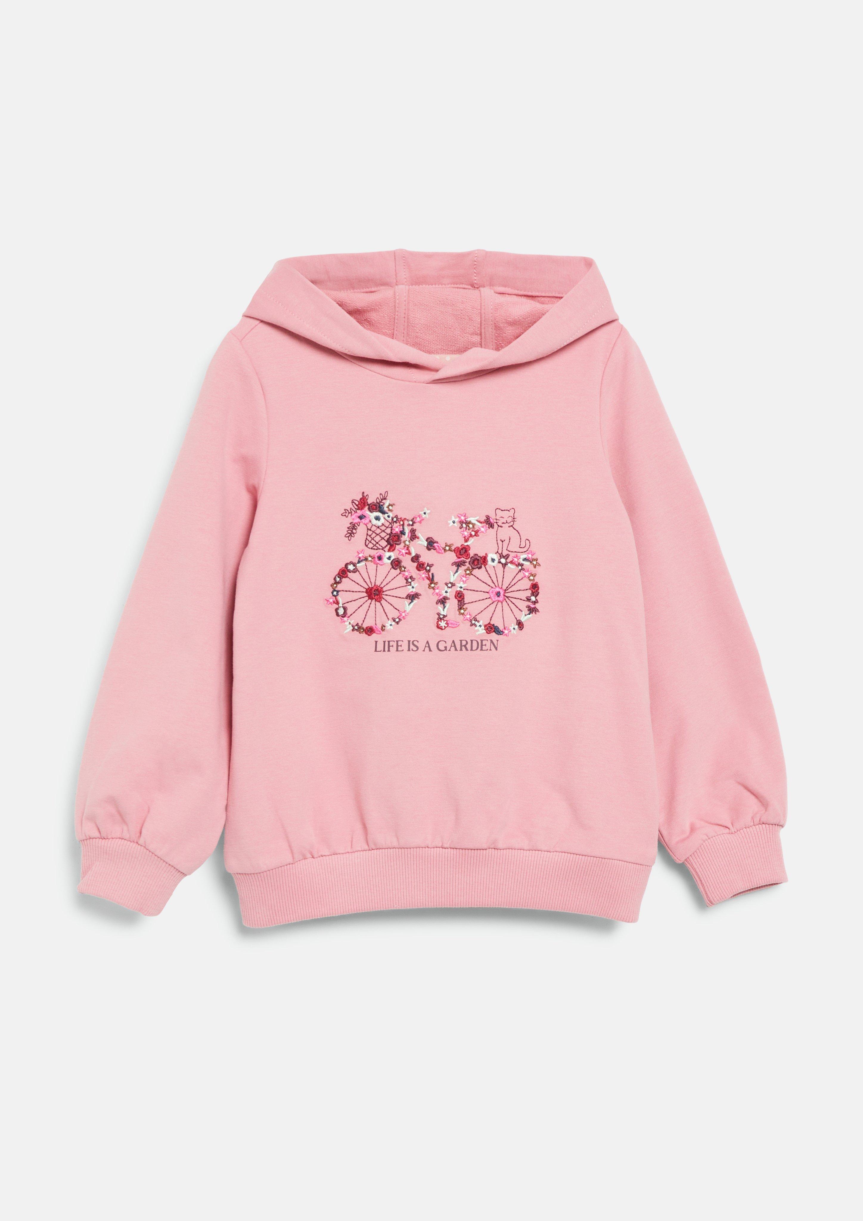 Hoodie mit Stickerei in Farbe pink von s.Oliver