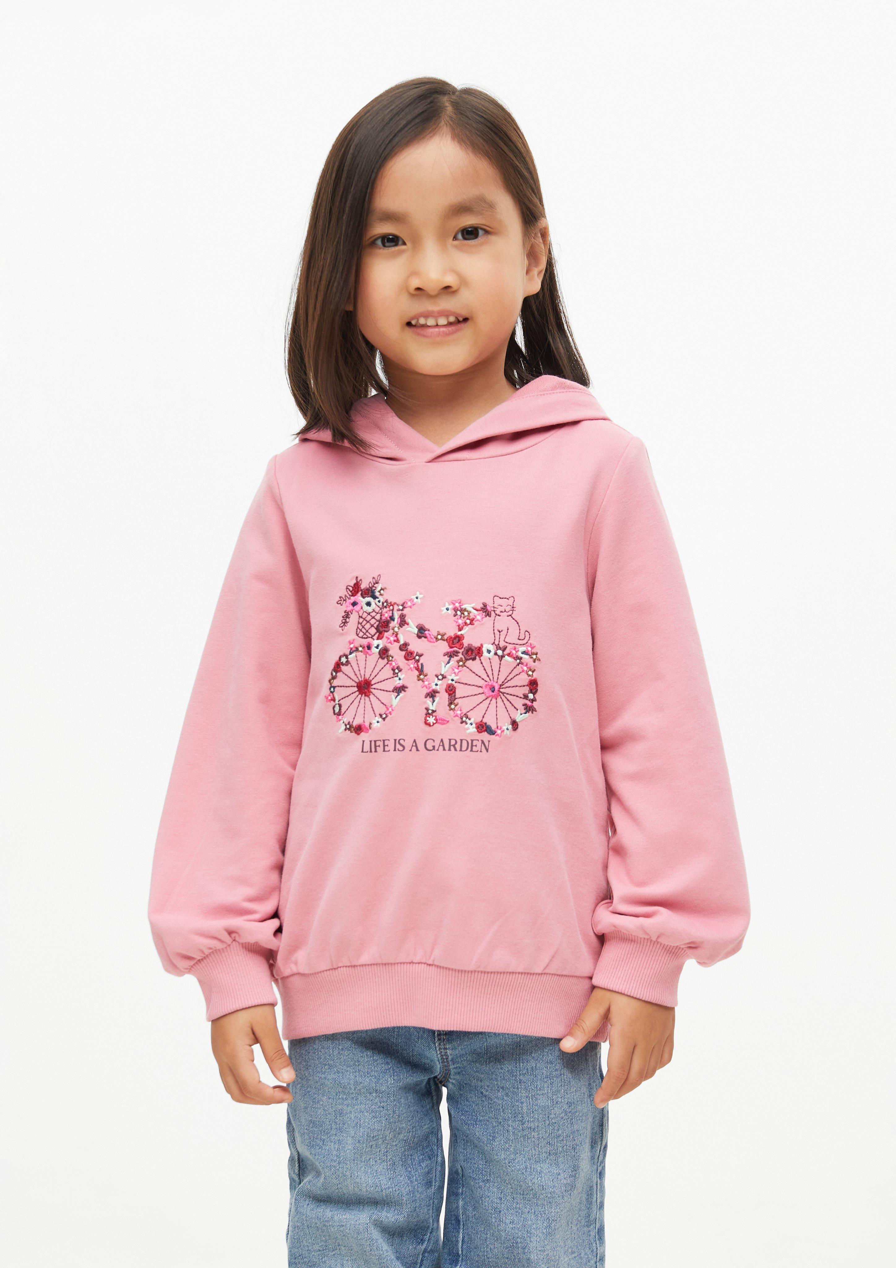 Pulover s kapuco in vezenino v barvi pink od s.Oliver
