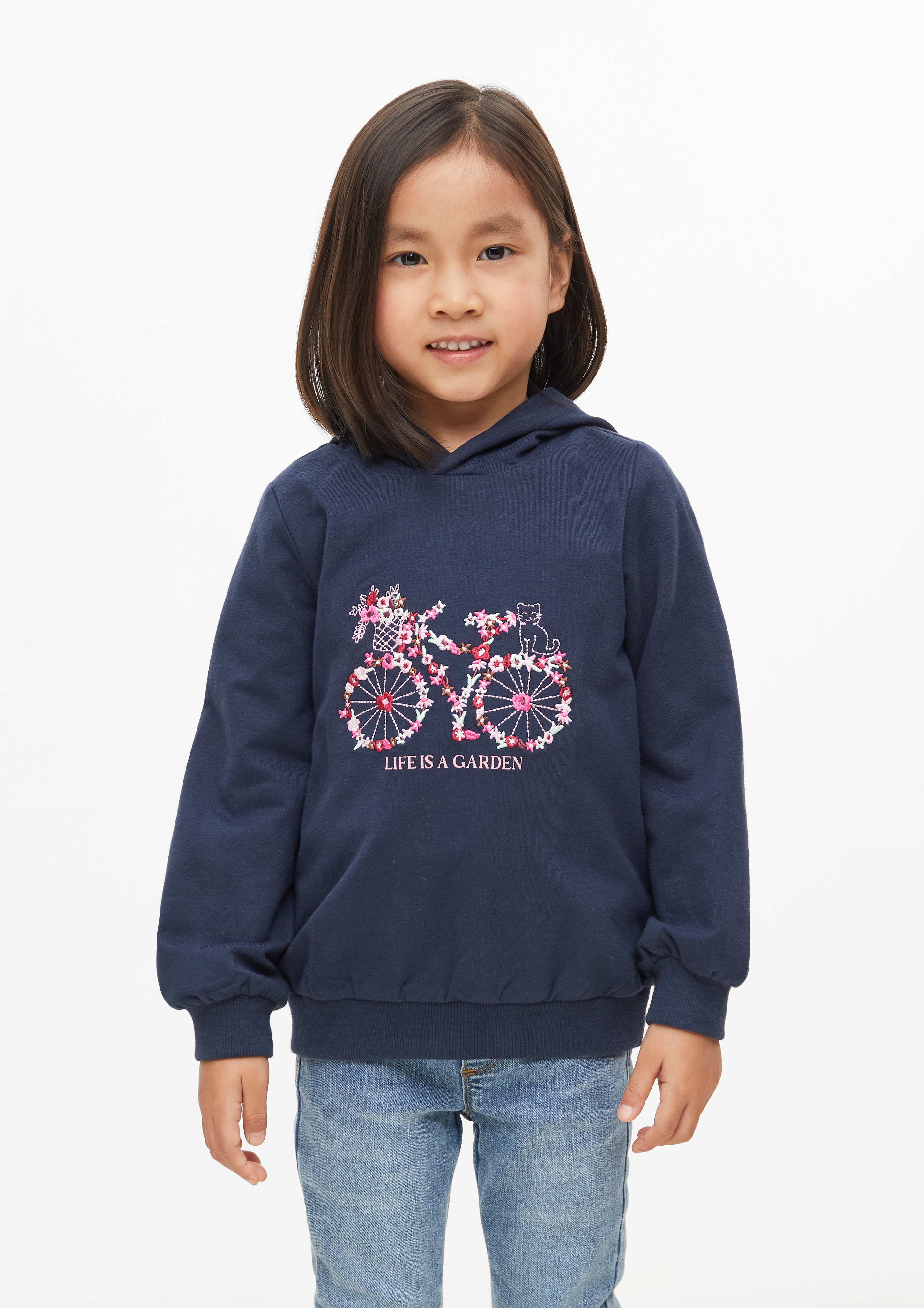 Hoodie mit Stickerei in Farbe navy von s.Oliver