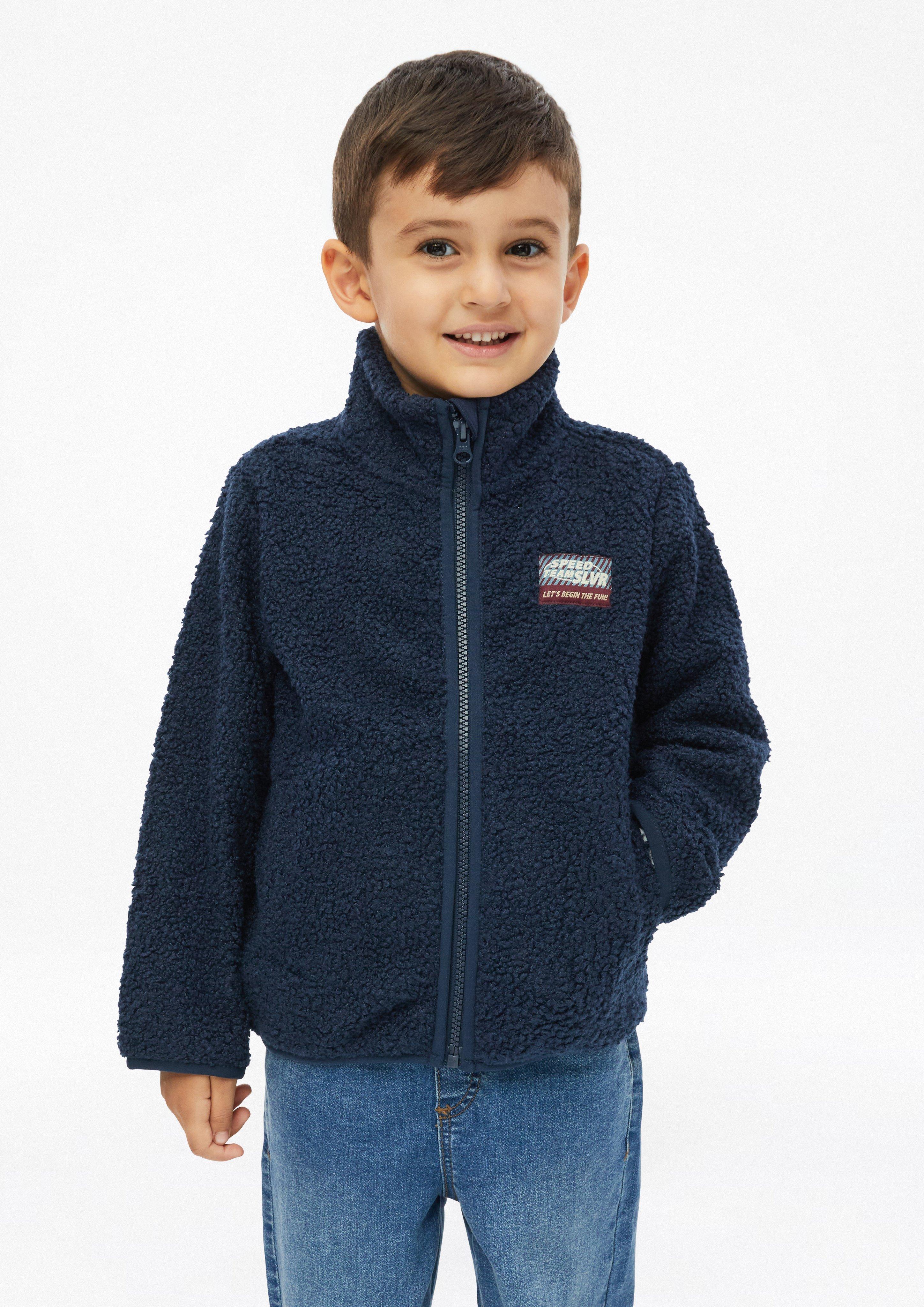 Teddy jacket with stand-up collar and patch in navy by s.Oliver