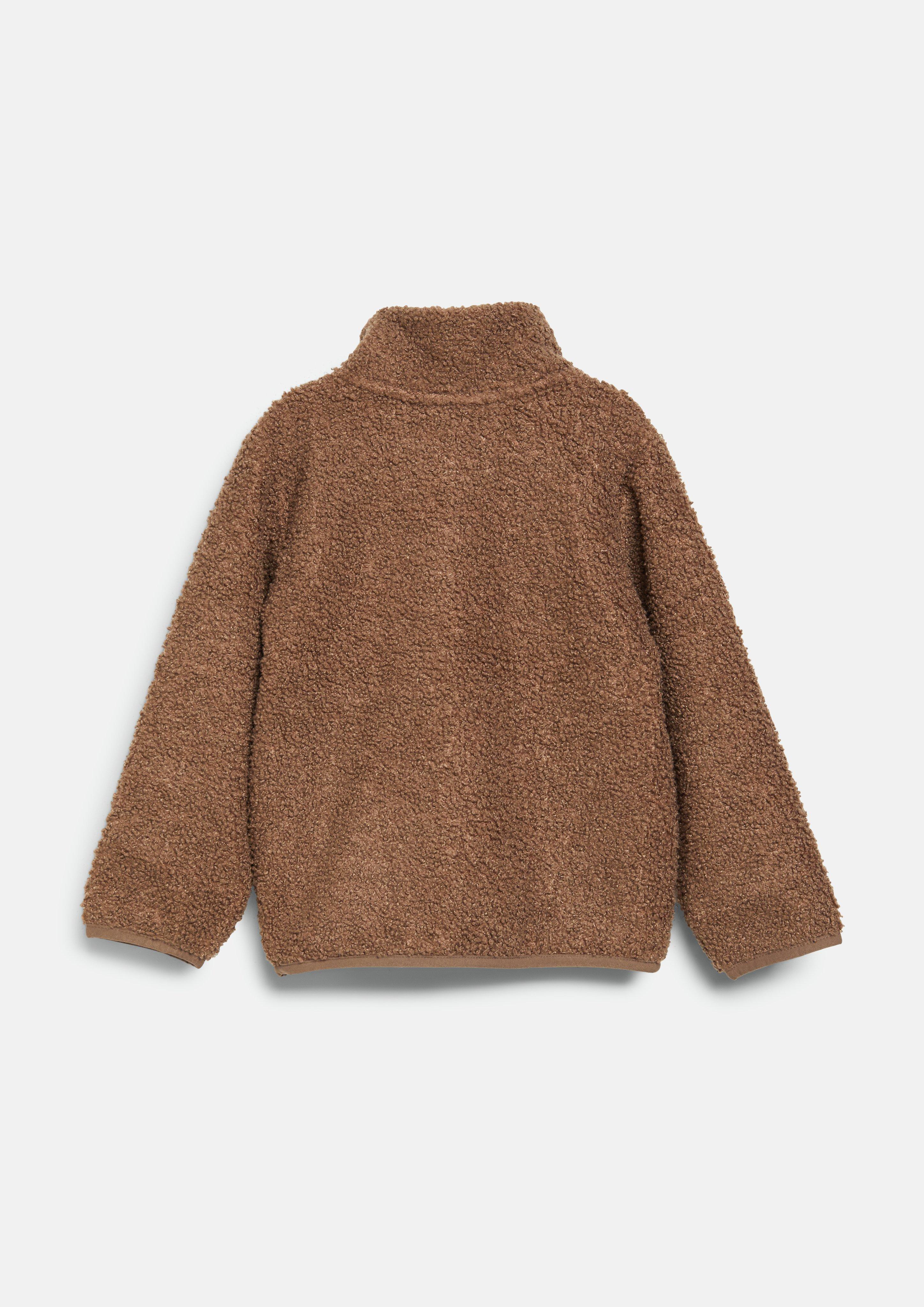Kids Teddy jacket with stand-up collar and patch in brown by s.Oliver