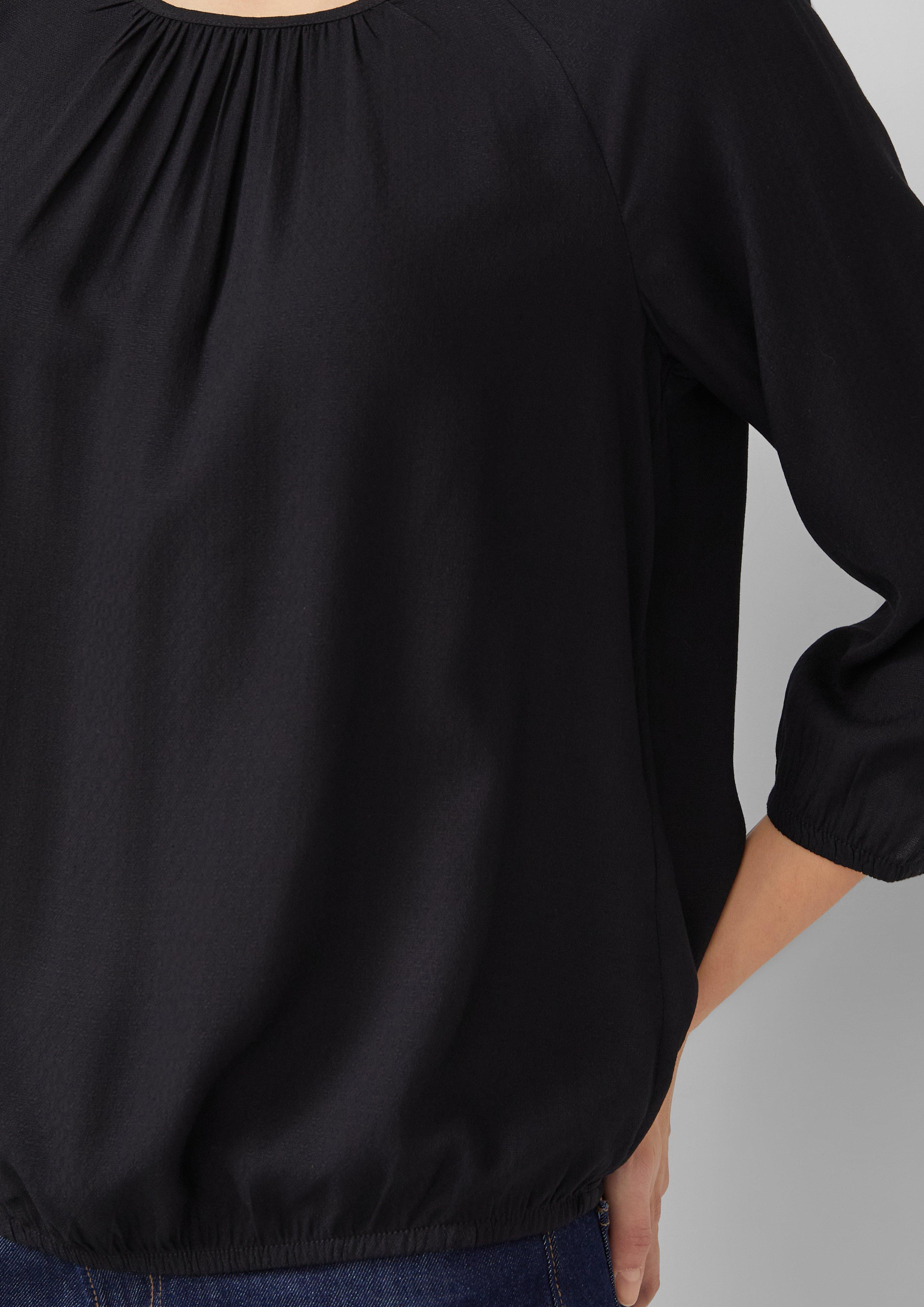 Strukturierte Viskose-Bluse mit Raff-Details