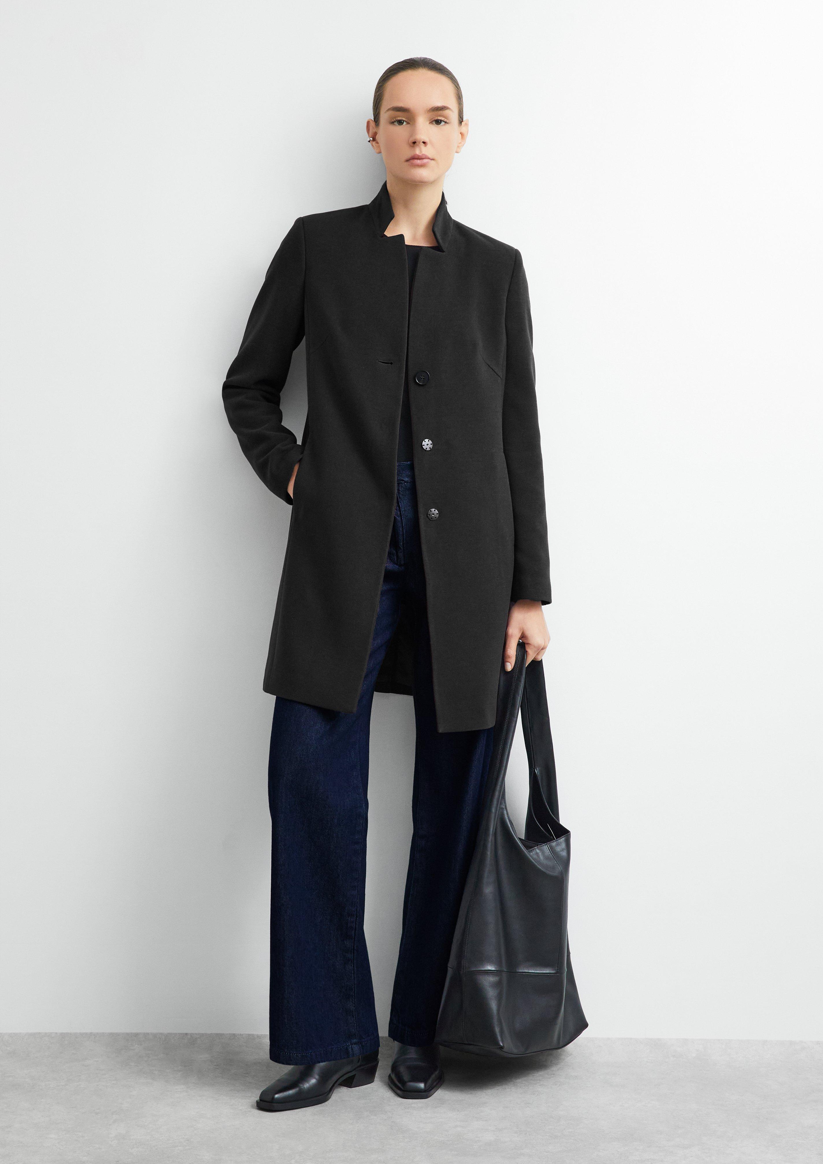 Taillierter Blazer-Mantel aus weichem Viskosemix in schwarz von COMMA