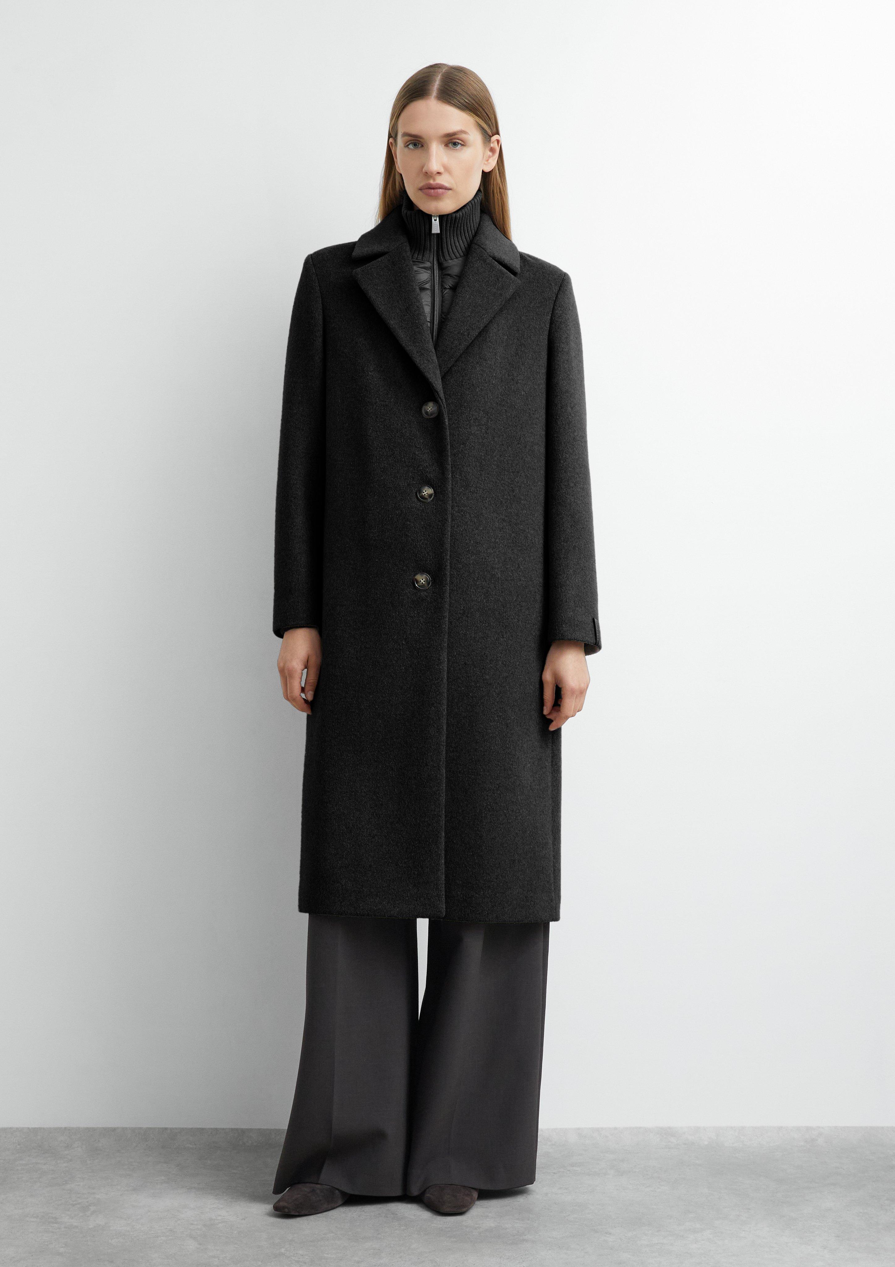 Wool-blend coat with removable insert in black by COMMA