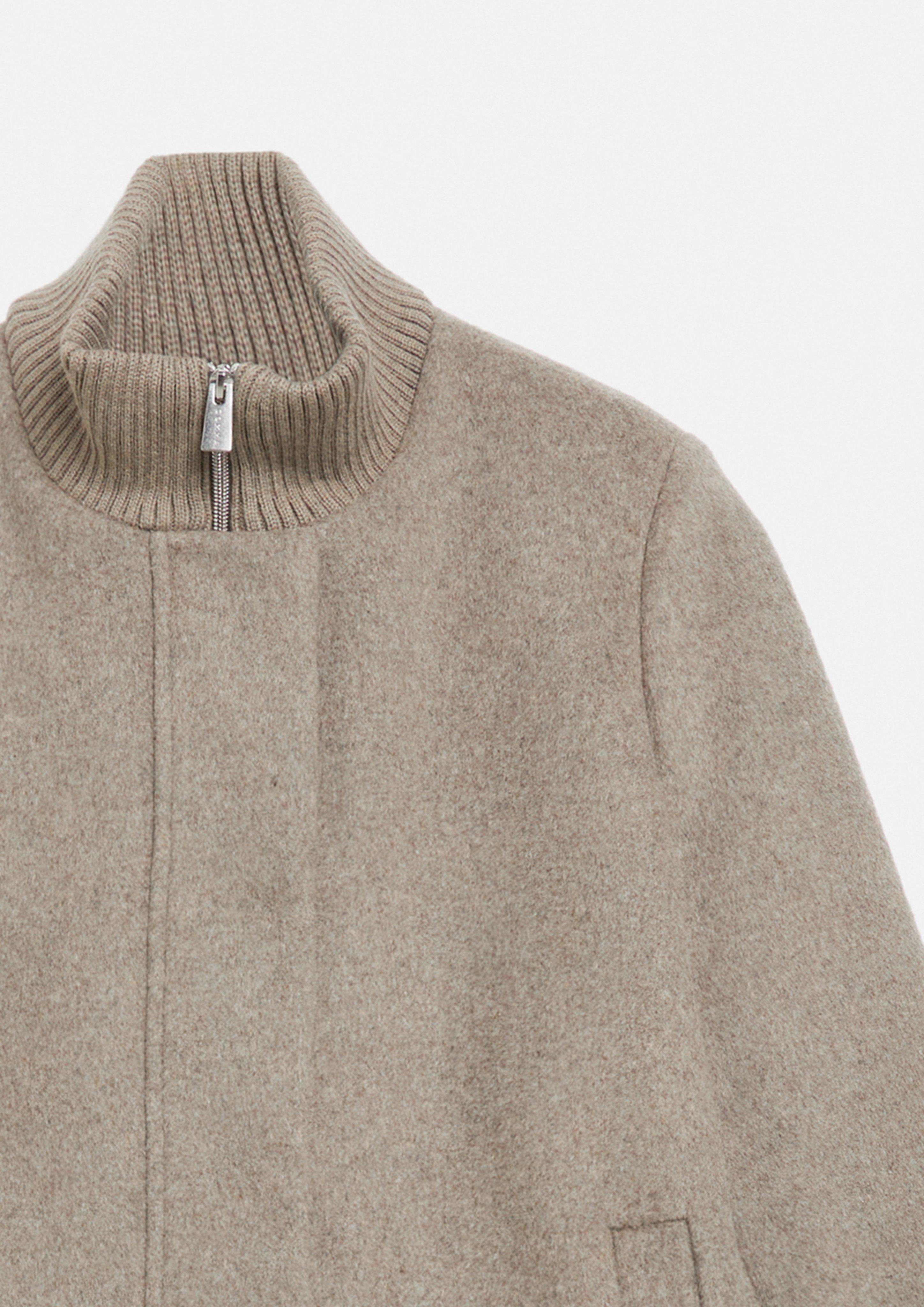 Kurze Wollmix-Jacke mit Strick-Details in braun von COMMA