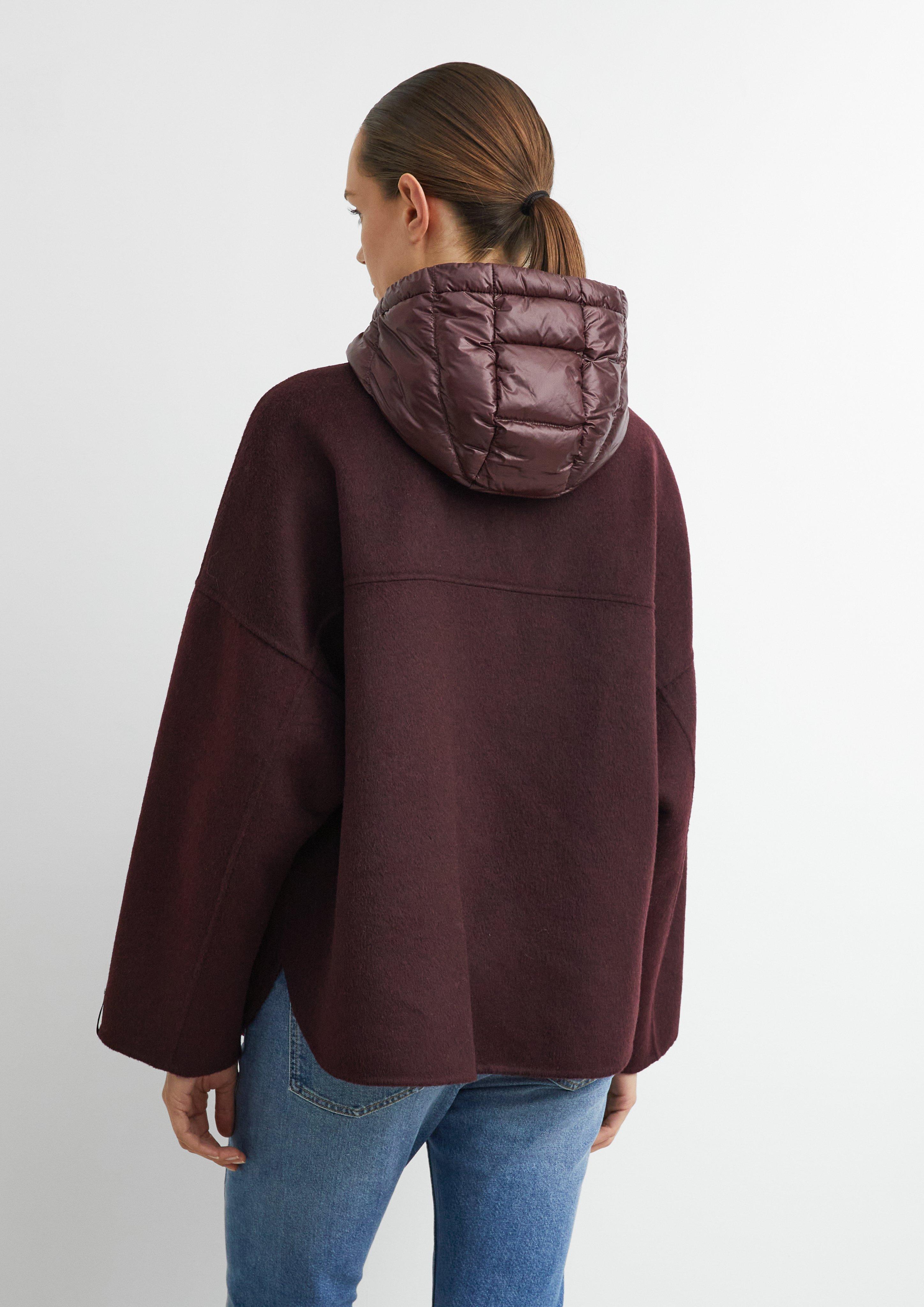 Cape-Jacke aus Doubleface mit Nylon-Kapuze in rot von COMMA