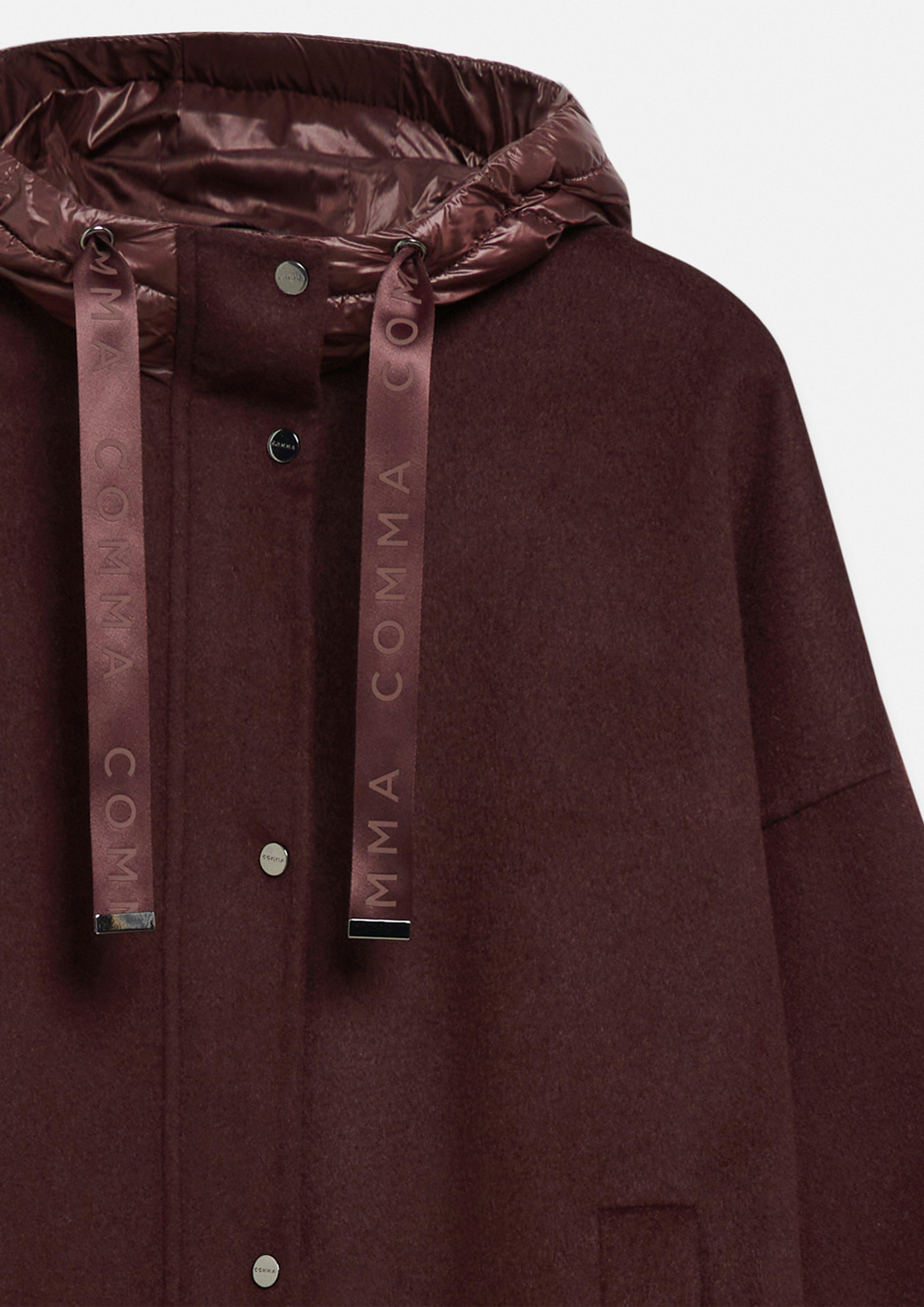 Cape-Jacke aus Doubleface mit Nylon-Kapuze in rot von COMMA