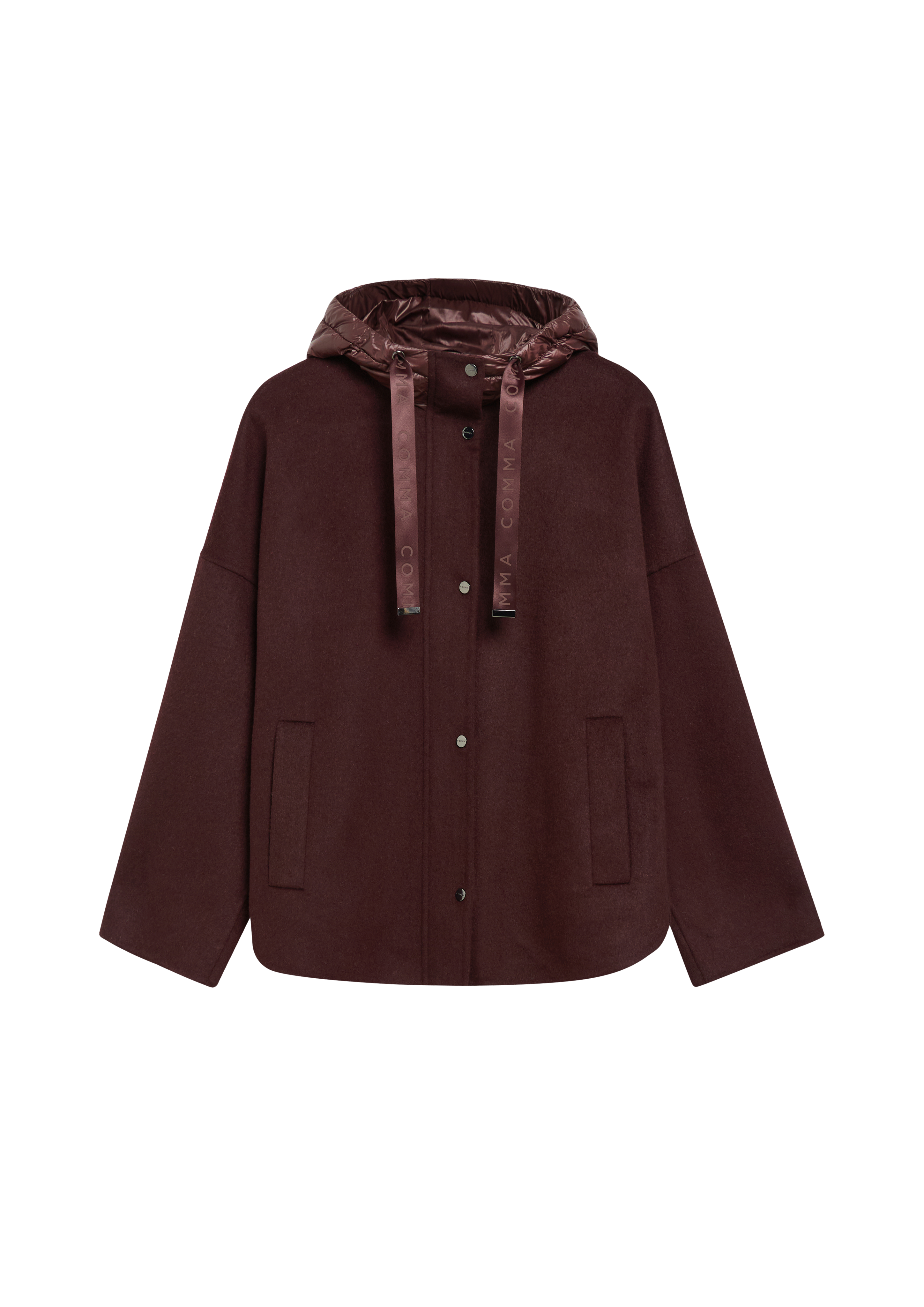 Cape-jas van doubleface met nylon capuchon
