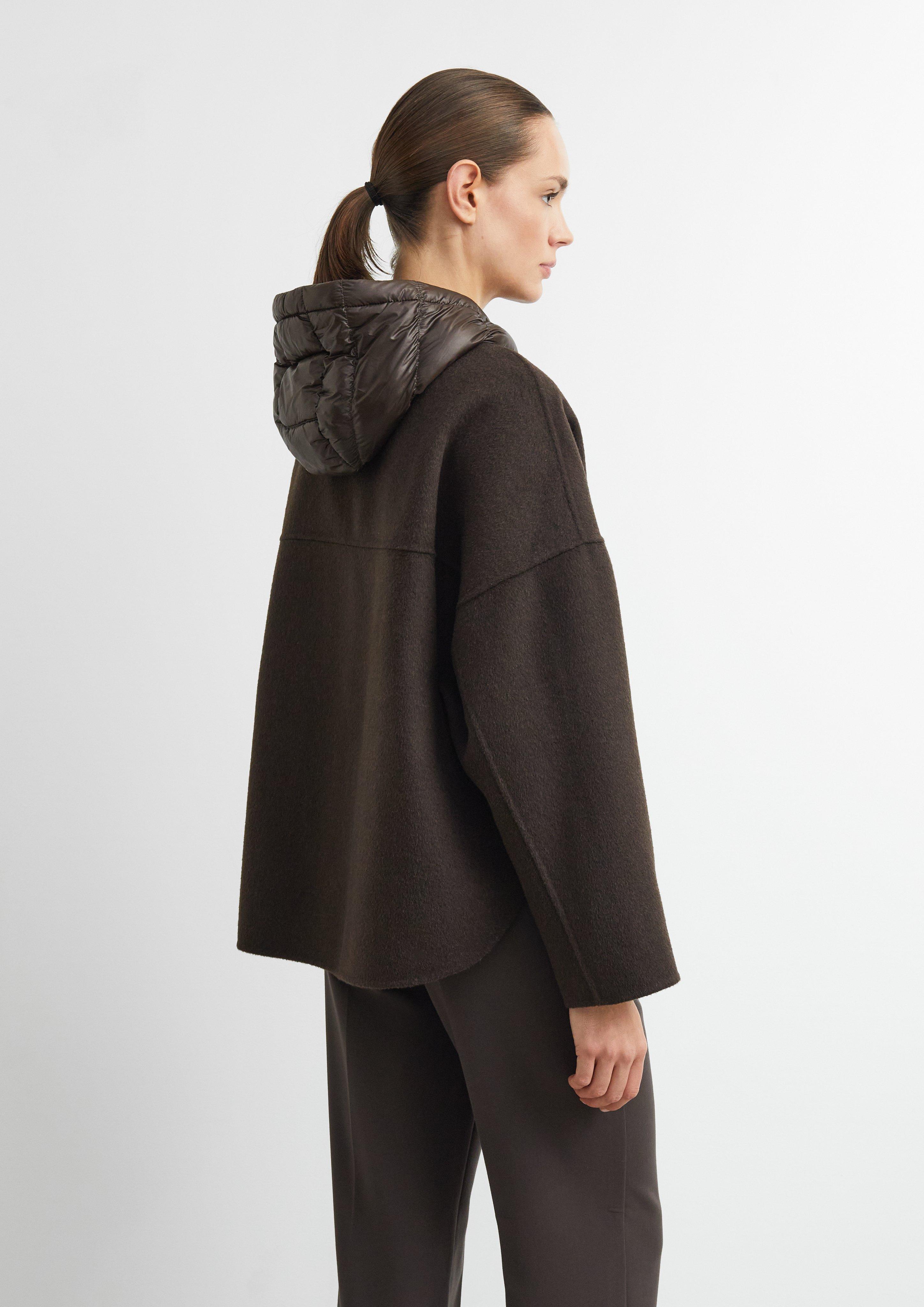 Cape-Jacke aus Doubleface mit Nylon-Kapuze in braun von COMMA