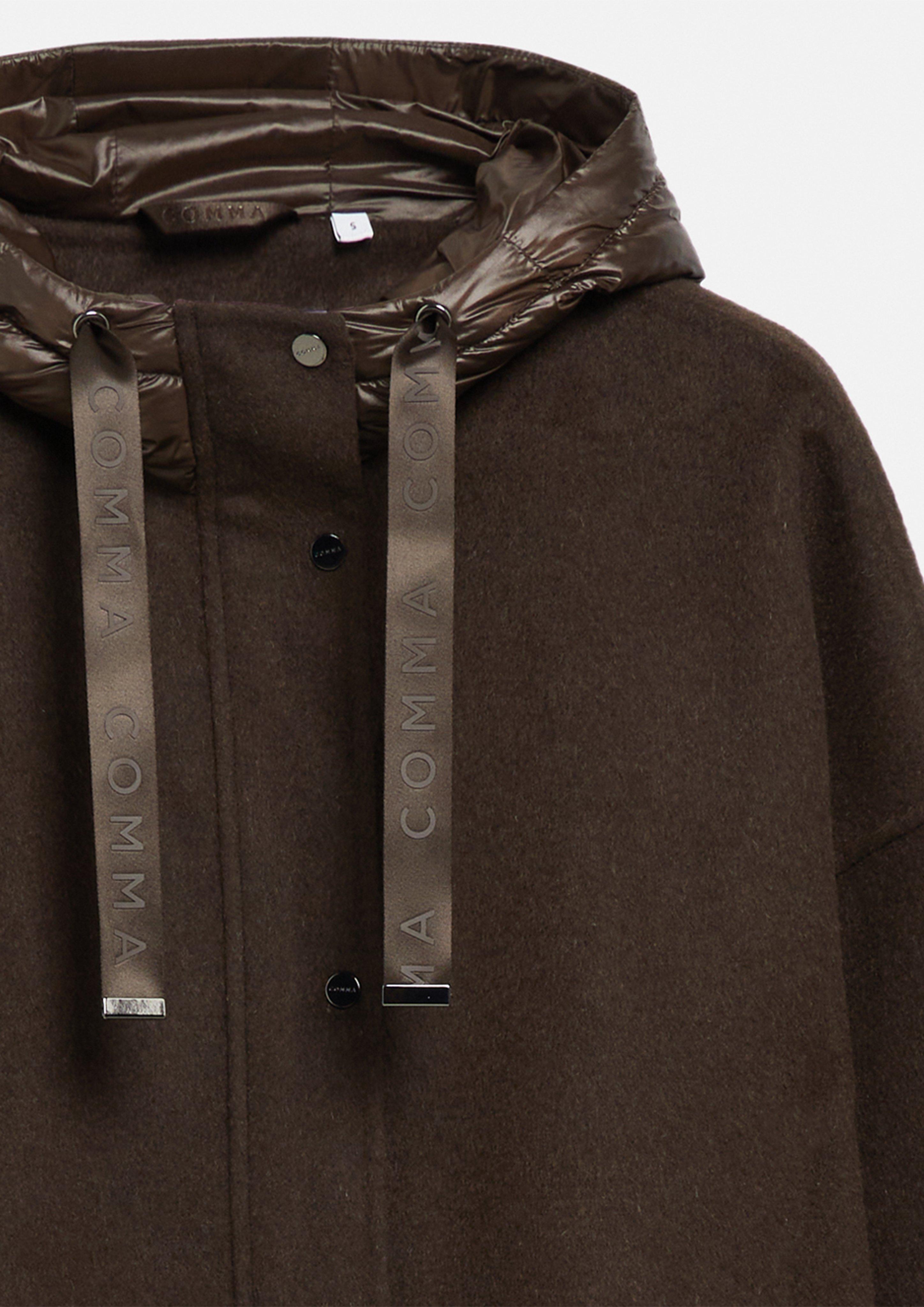 Cape-Jacke aus Doubleface mit Nylon-Kapuze in braun von COMMA