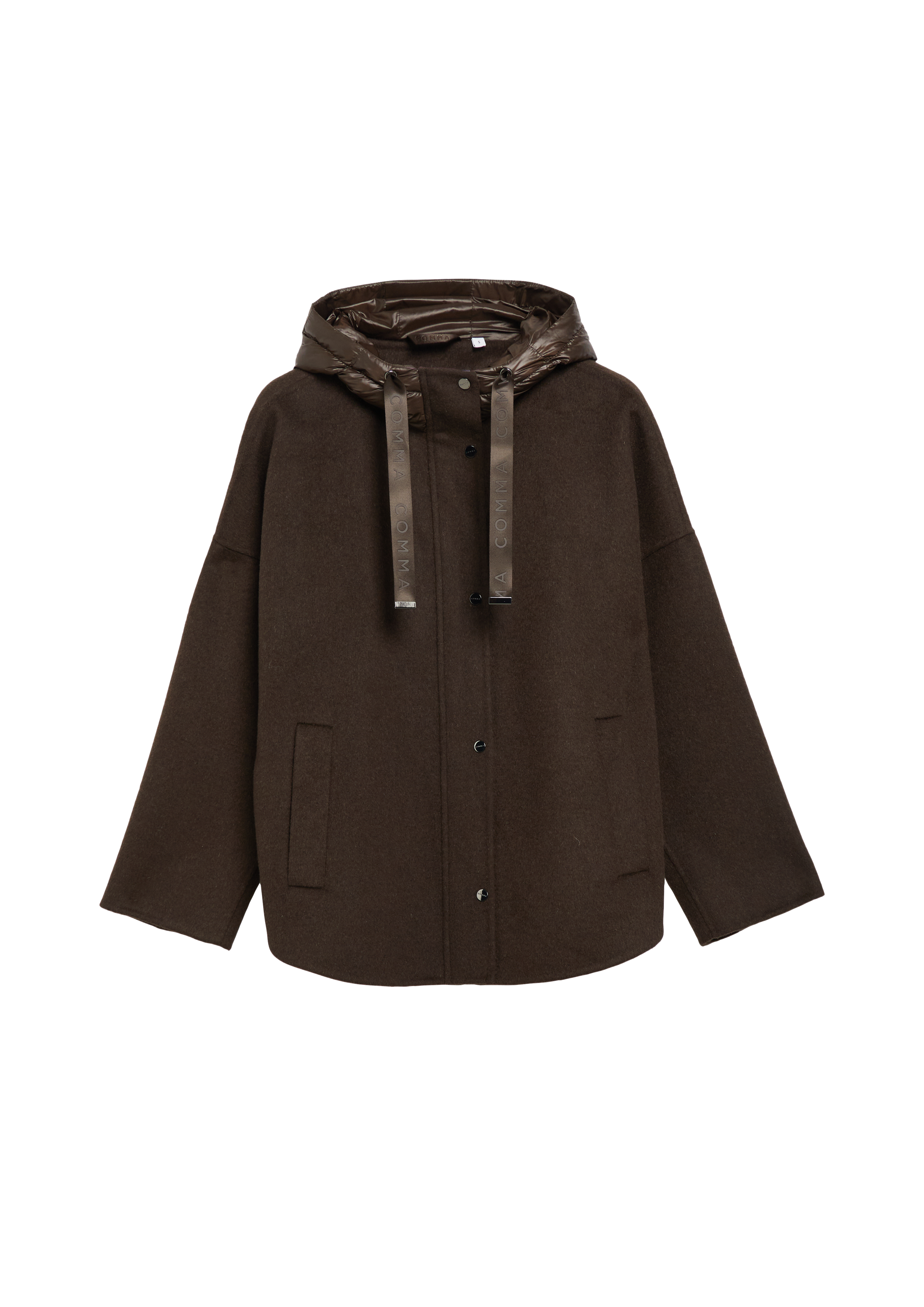 Cape-jas van doubleface met nylon capuchon