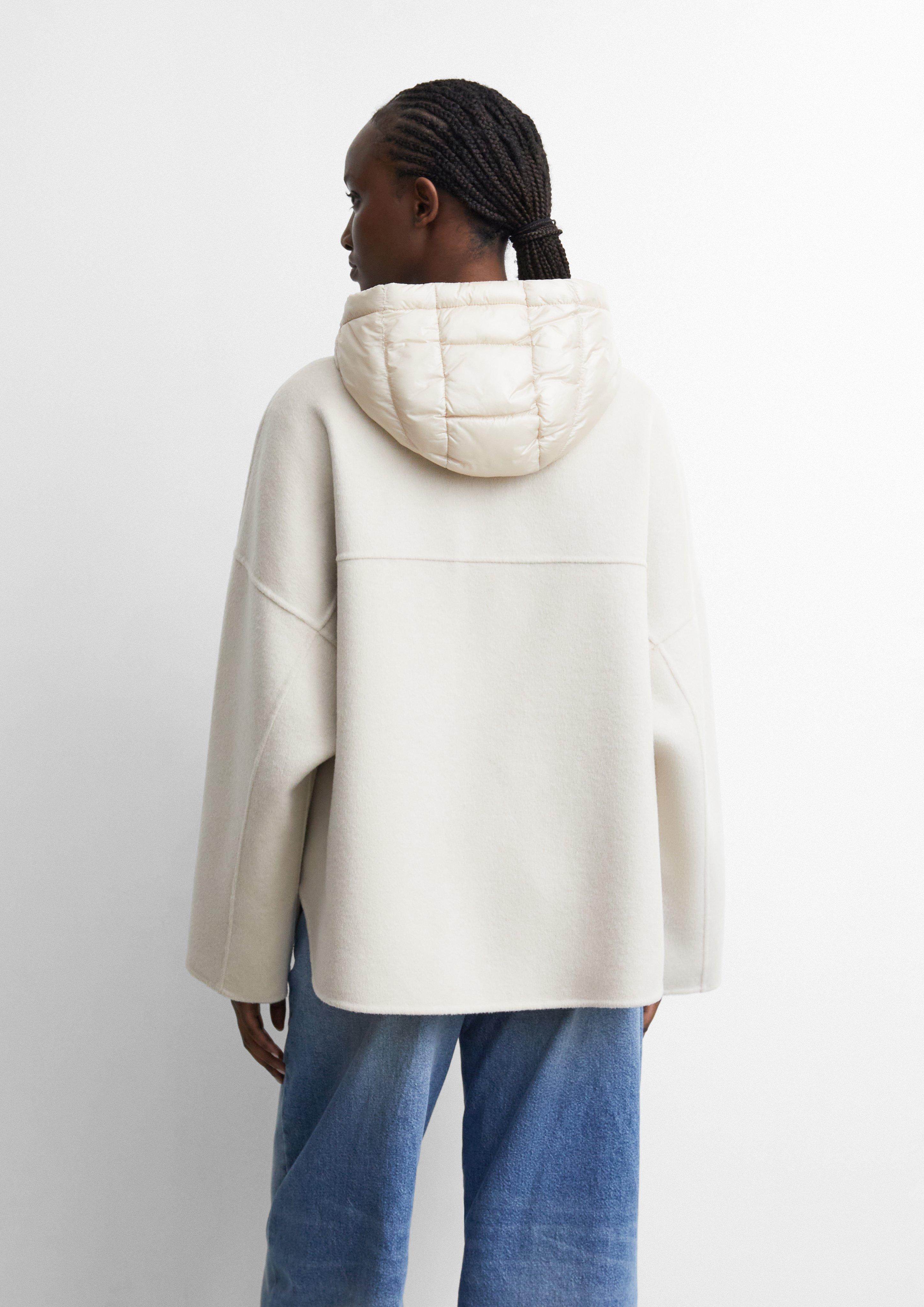 Damen Cape-Jacke aus Doubleface mit Nylon-Kapuze in beige von comma
