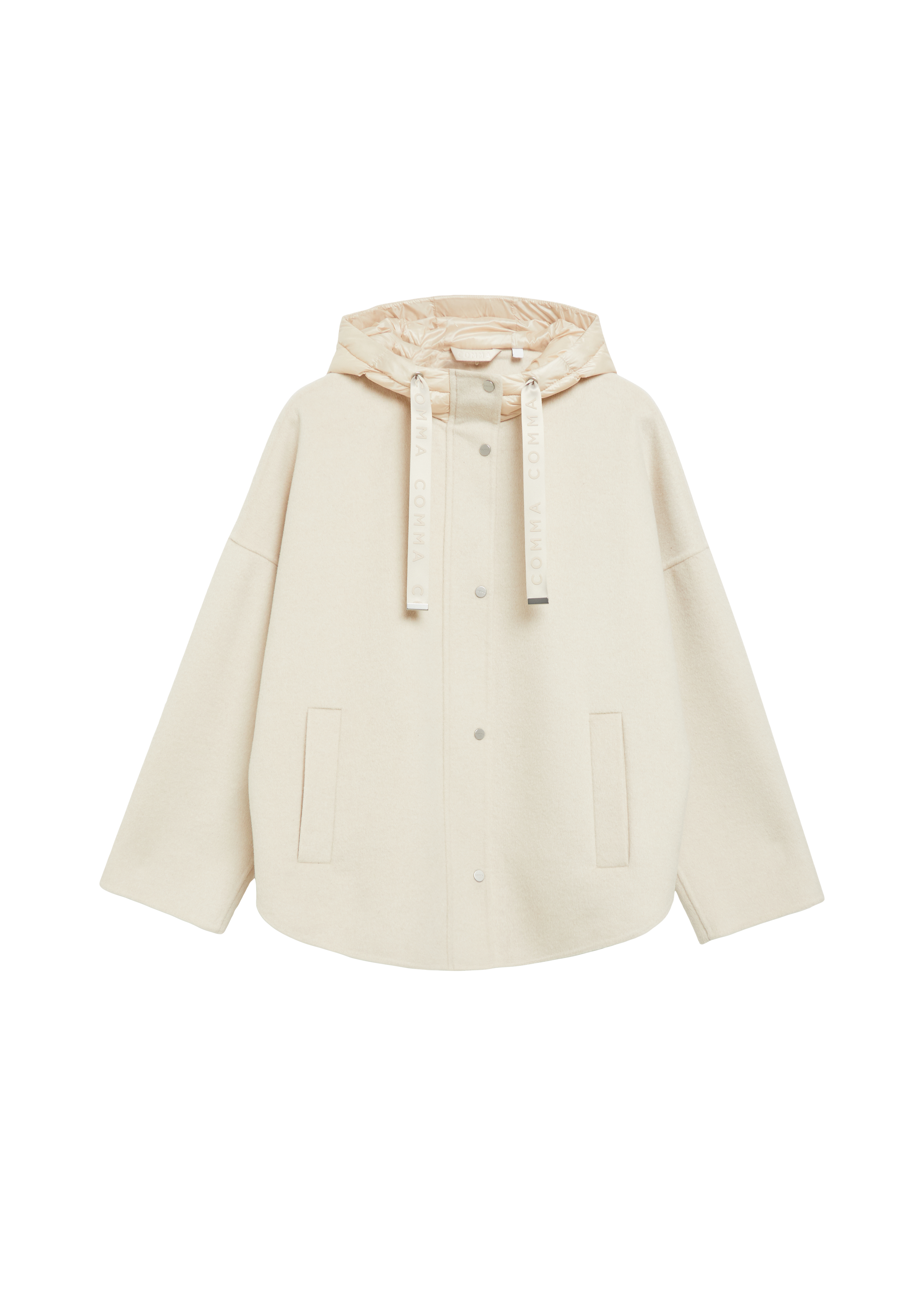 Cape-jas van doubleface met nylon capuchon