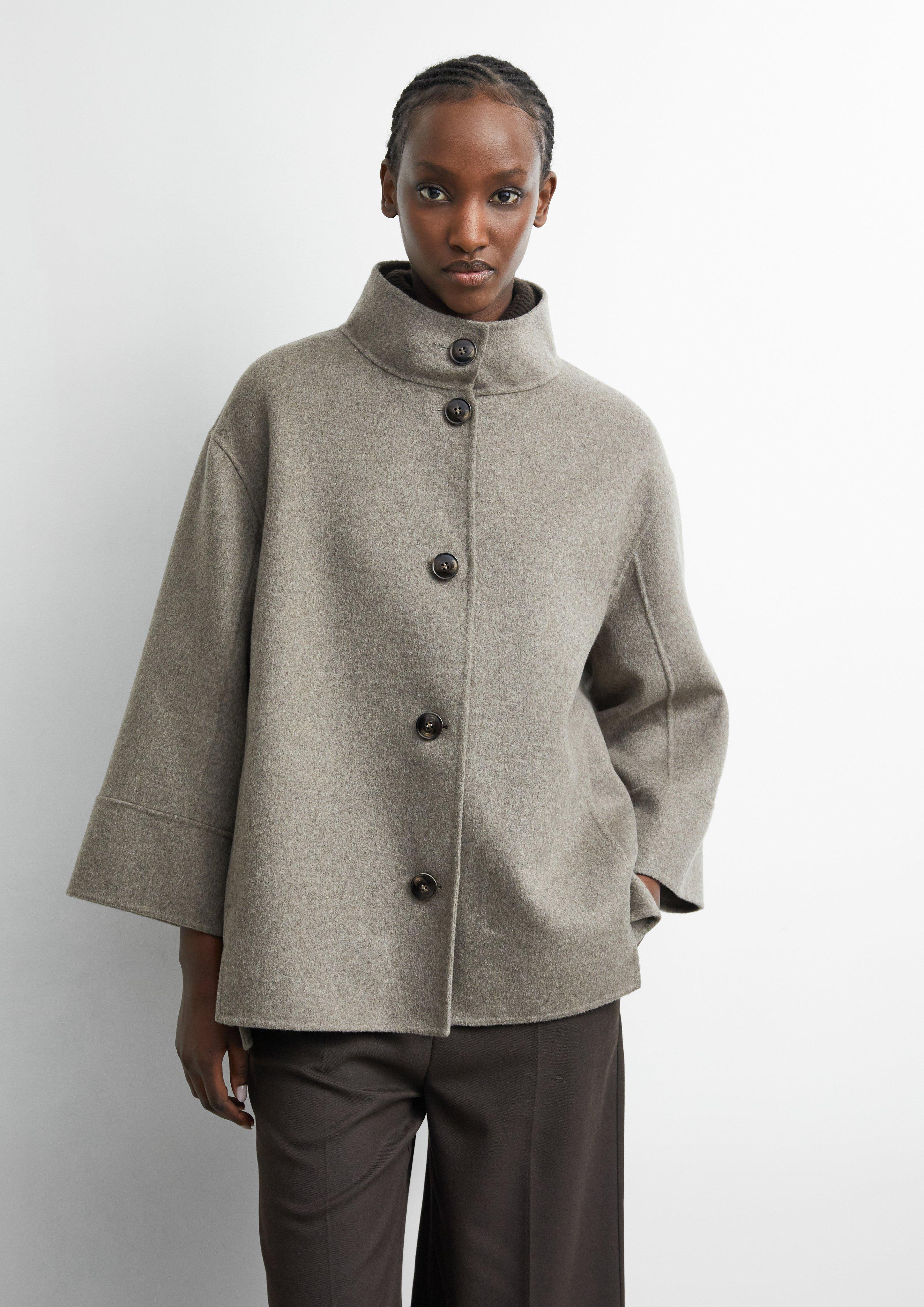 Oversized Double-Faced Jacket with a Stand-Up Collar in sandstone by COMMA