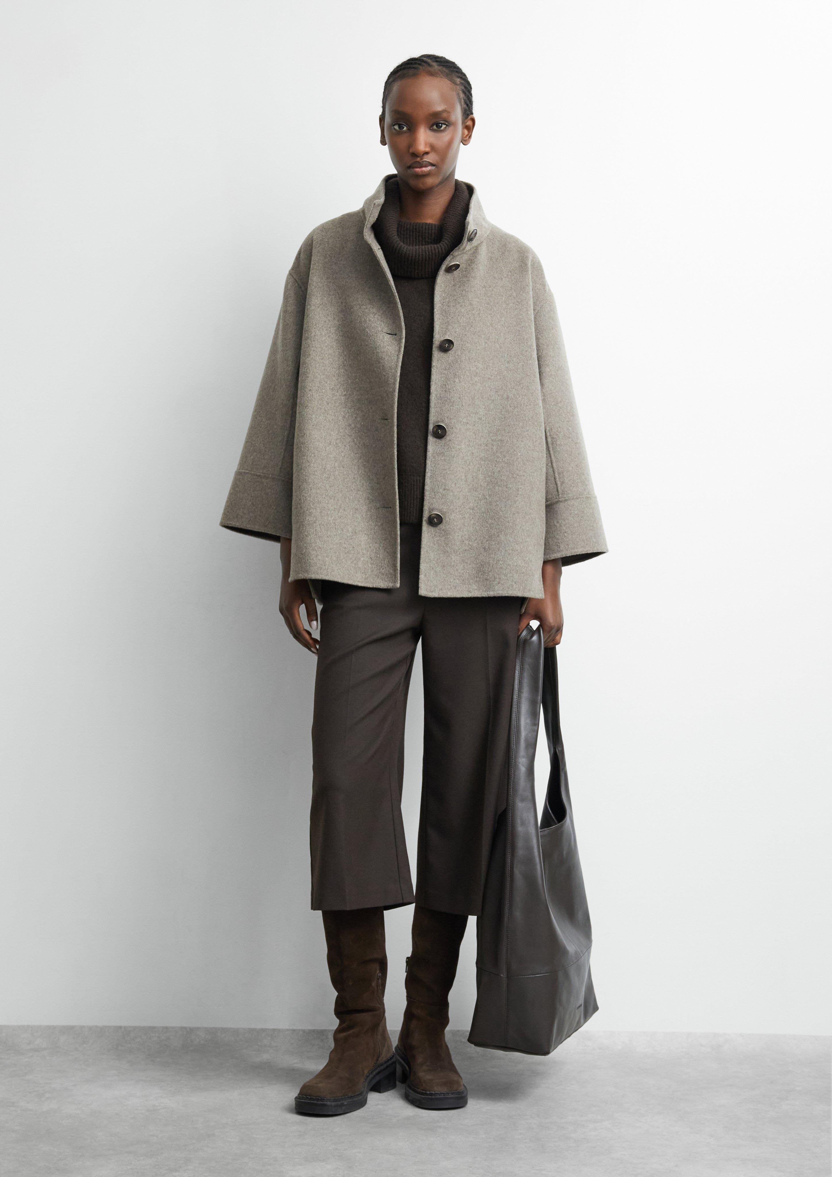 Oversize Doubleface-Jacke mit Stehkragen in braun von COMMA