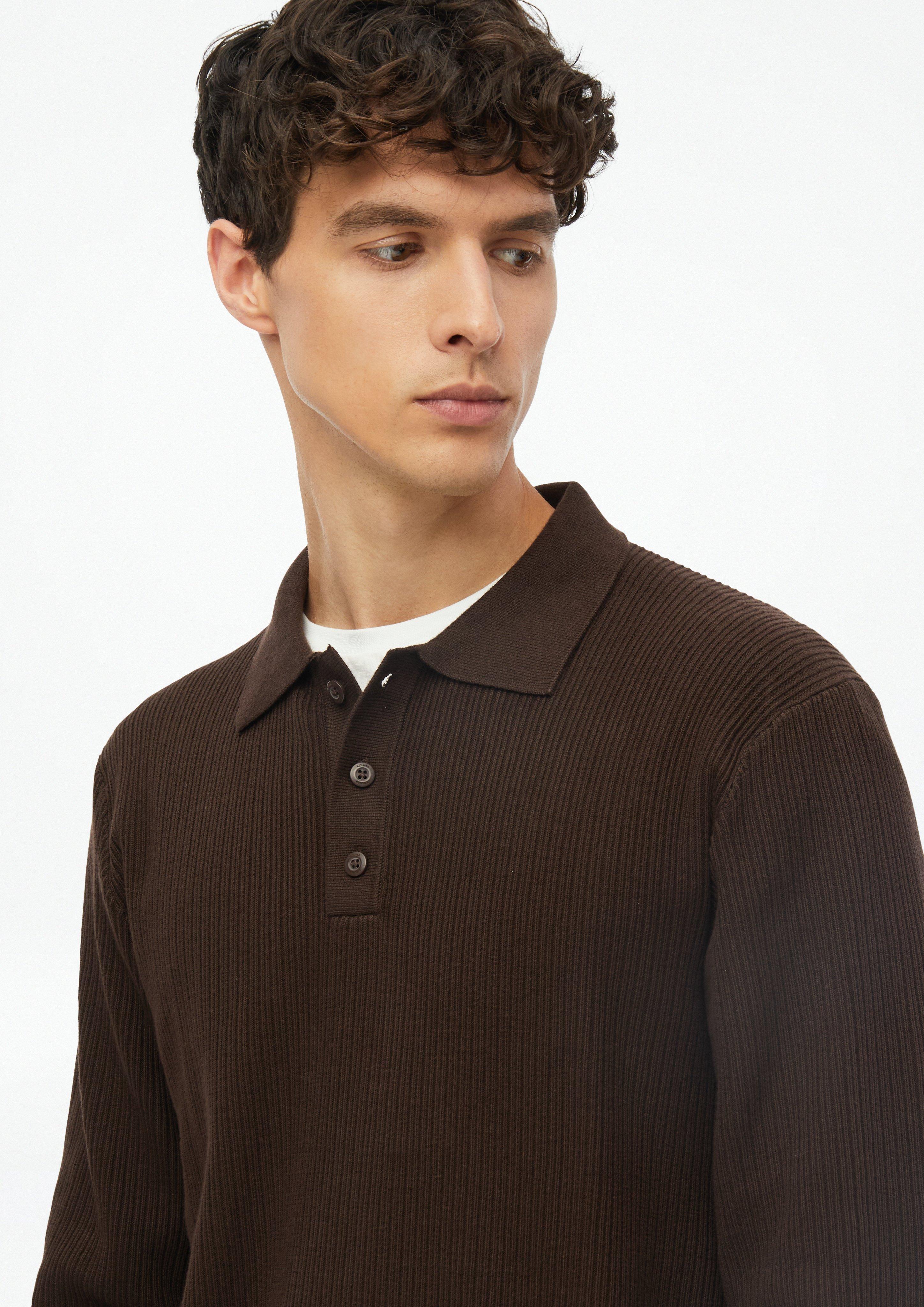 Hommes Polo en maille côtelée 100 % coton en brun de s.Oliver
