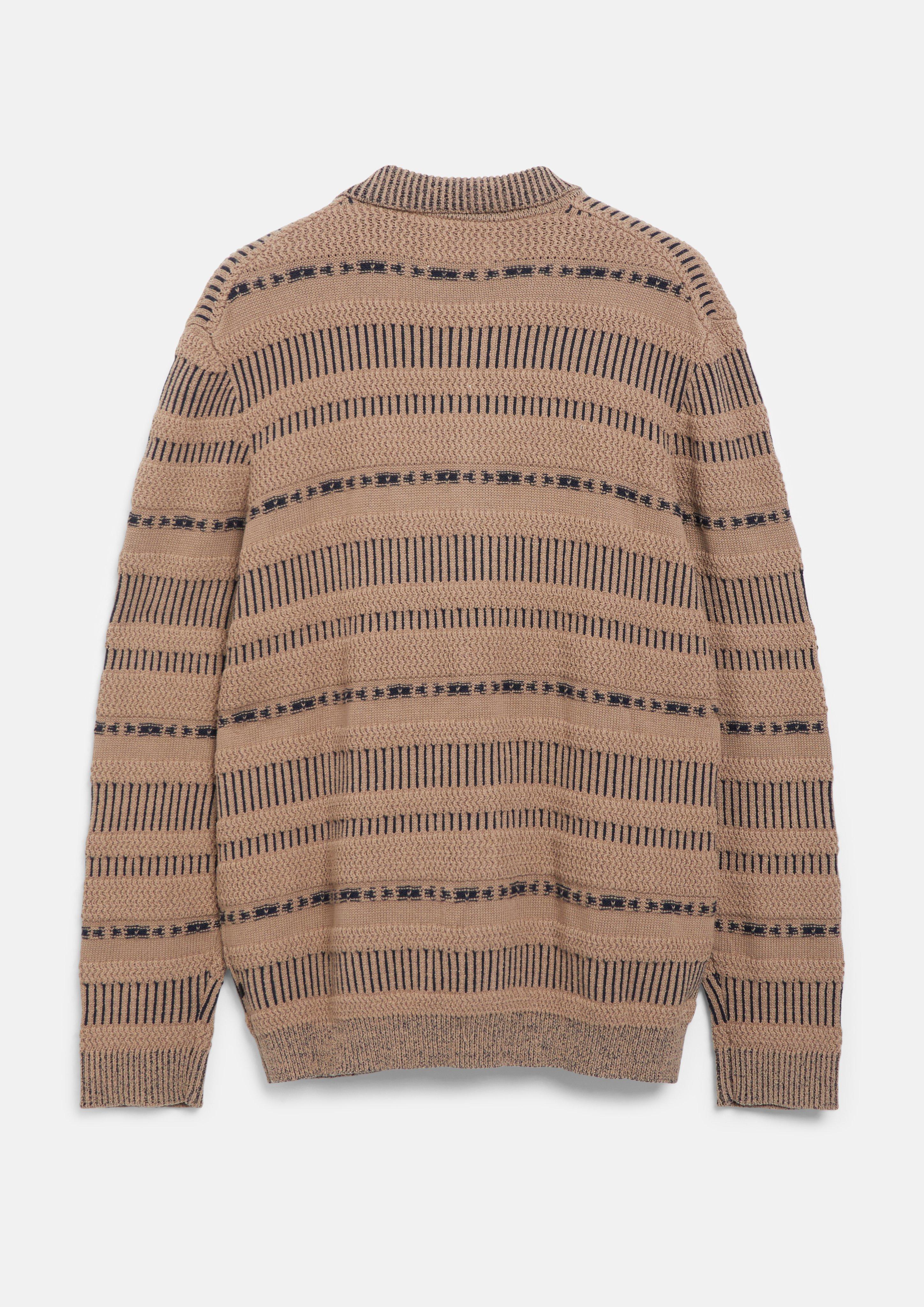 Hommes Cardigan aux textures variées et col polo en brun de s.Oliver
