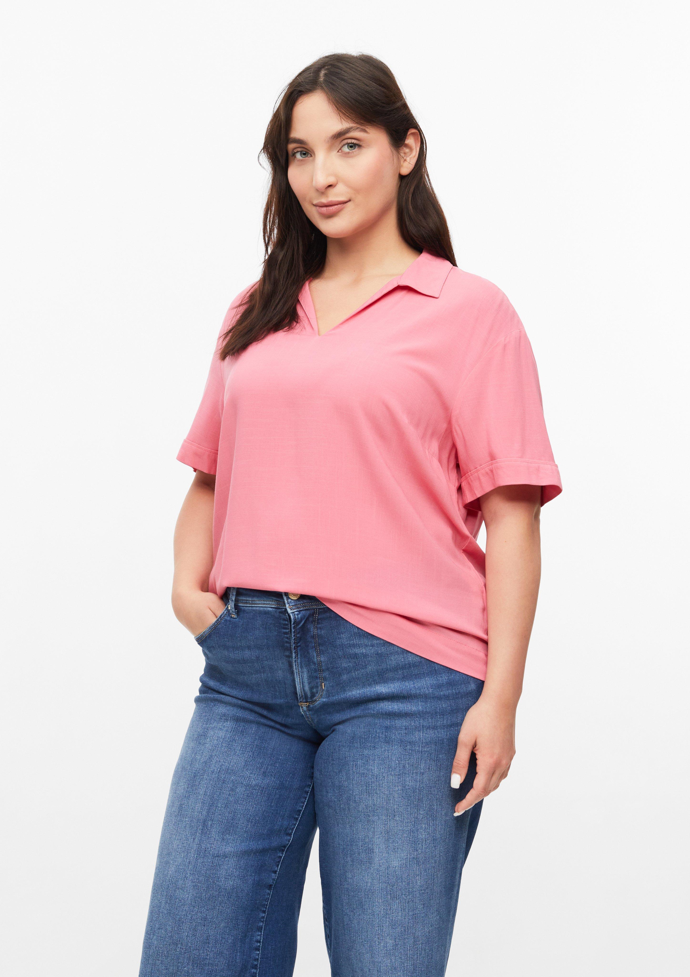 Ženske Viskozna bluza s prirezanimi rameni v barvi pink od s.Oliver CURVE