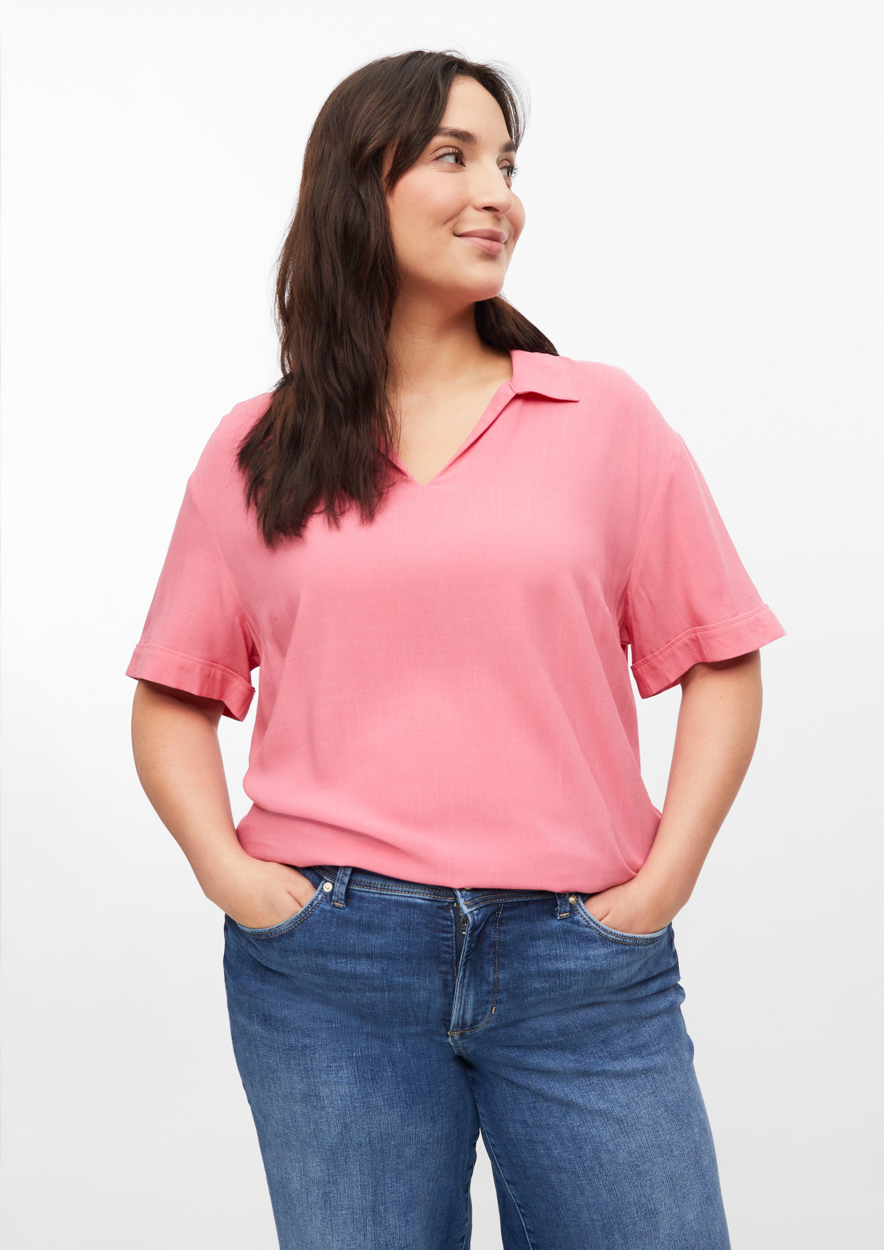 Dames Viscose blouse met schouders in roze van s.Oliver CURVE