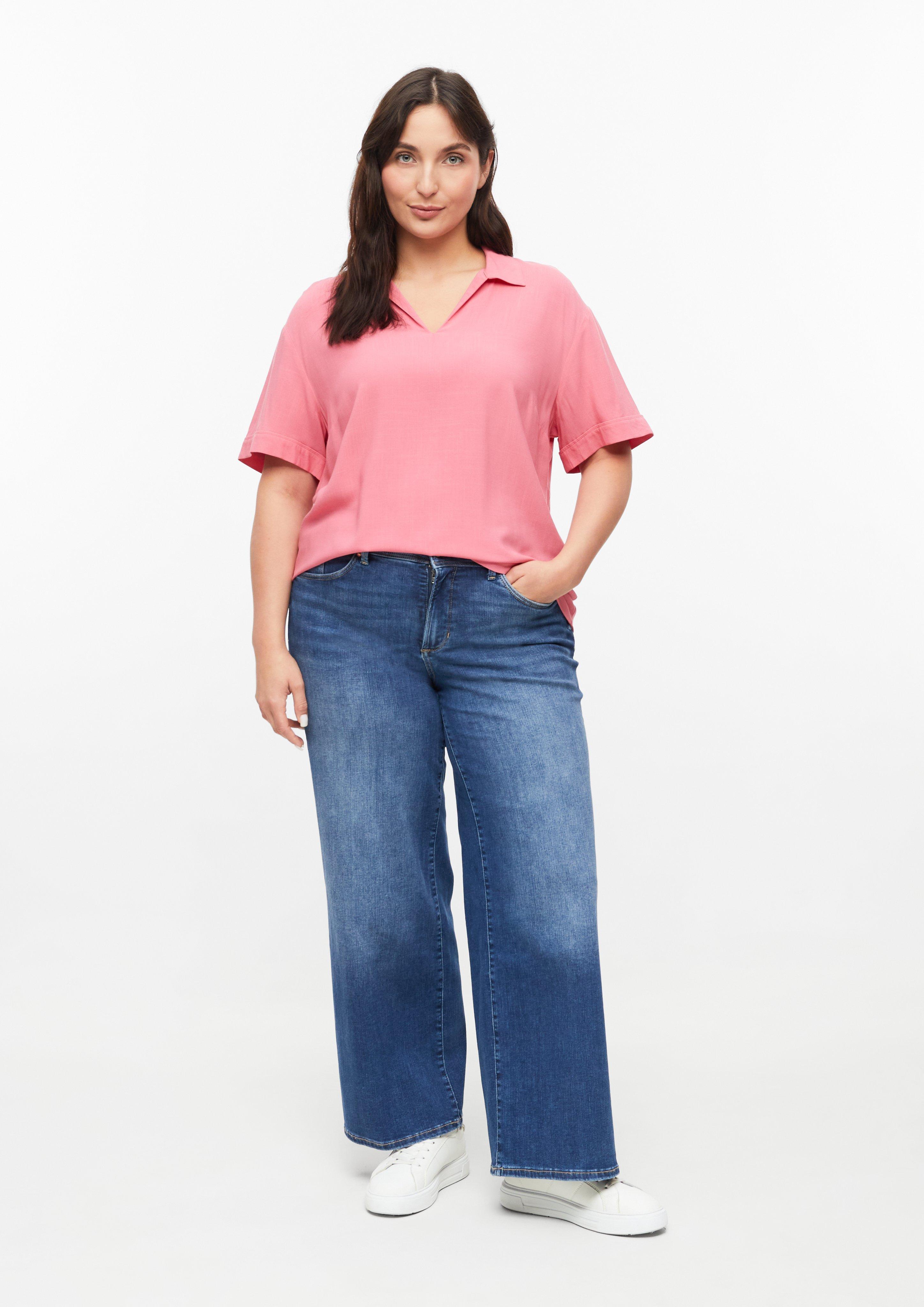 Ženske Viskozna bluza s prirezanimi rameni v barvi pink od s.Oliver CURVE