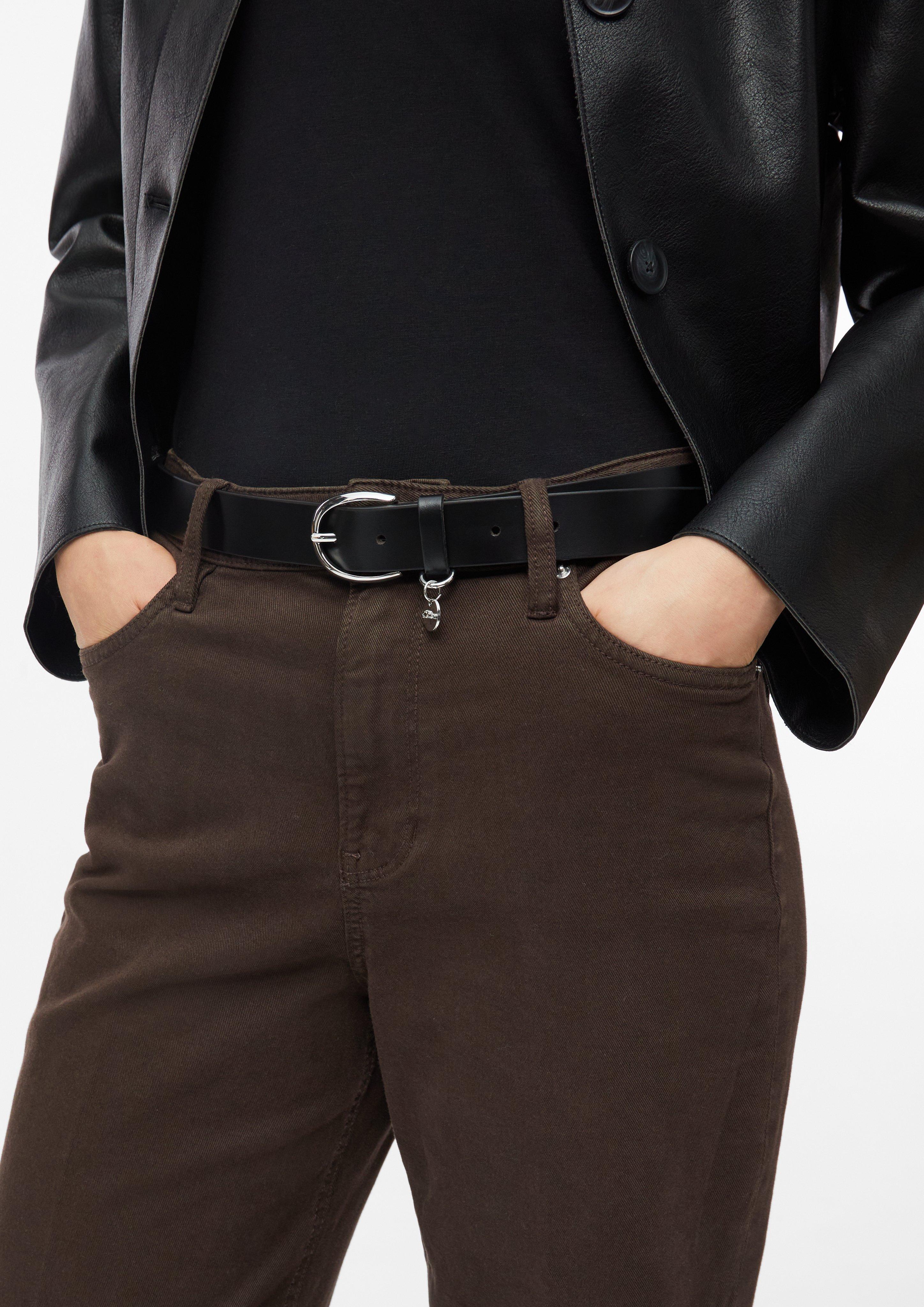 Damen Taillengürtel aus Glattleder mit Logo und Schmuck-Detail in schwarz von s.Oliver