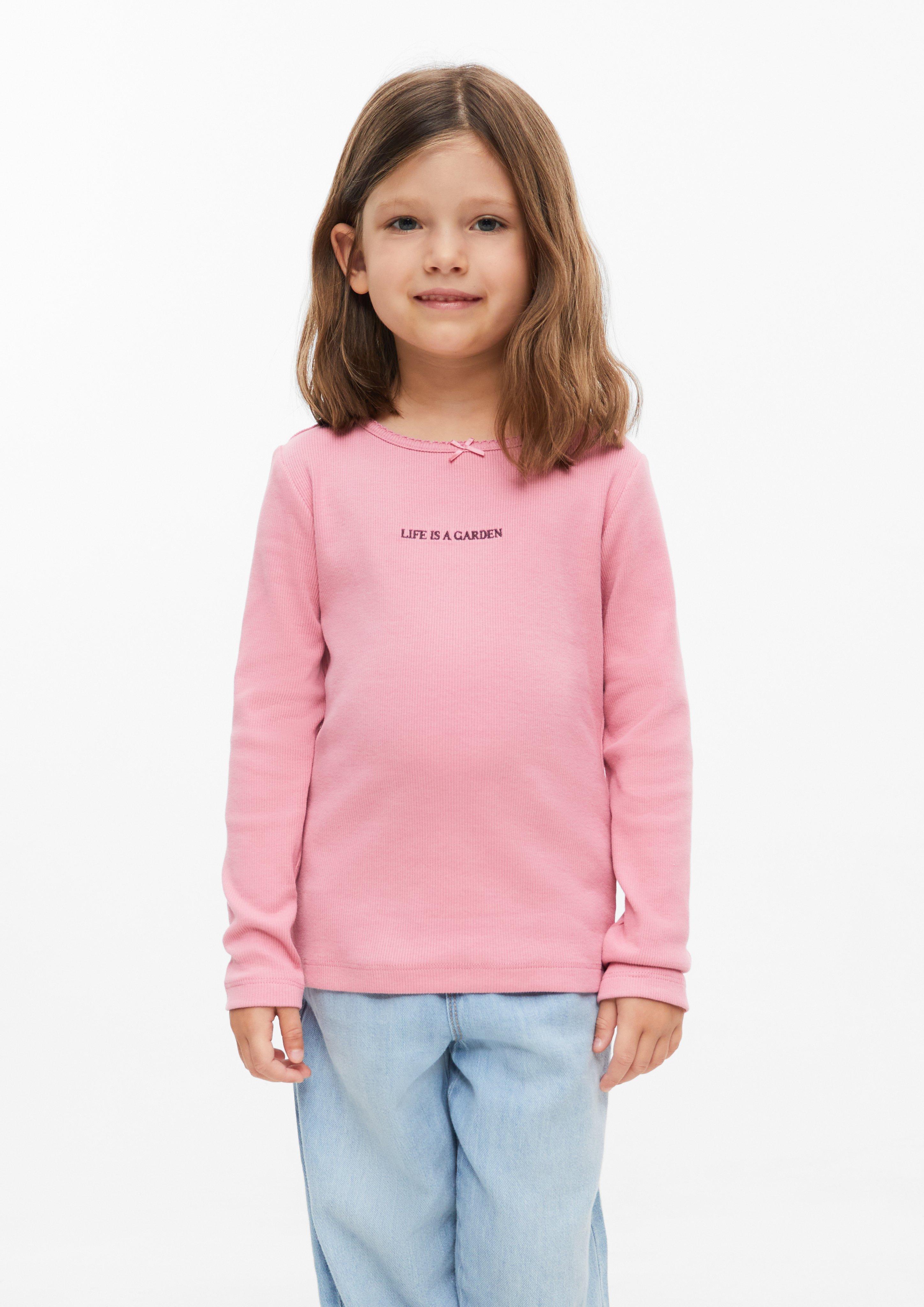 Junior T-shirt à manches longues coupe ajustée avec broderie en rose de s.Oliver