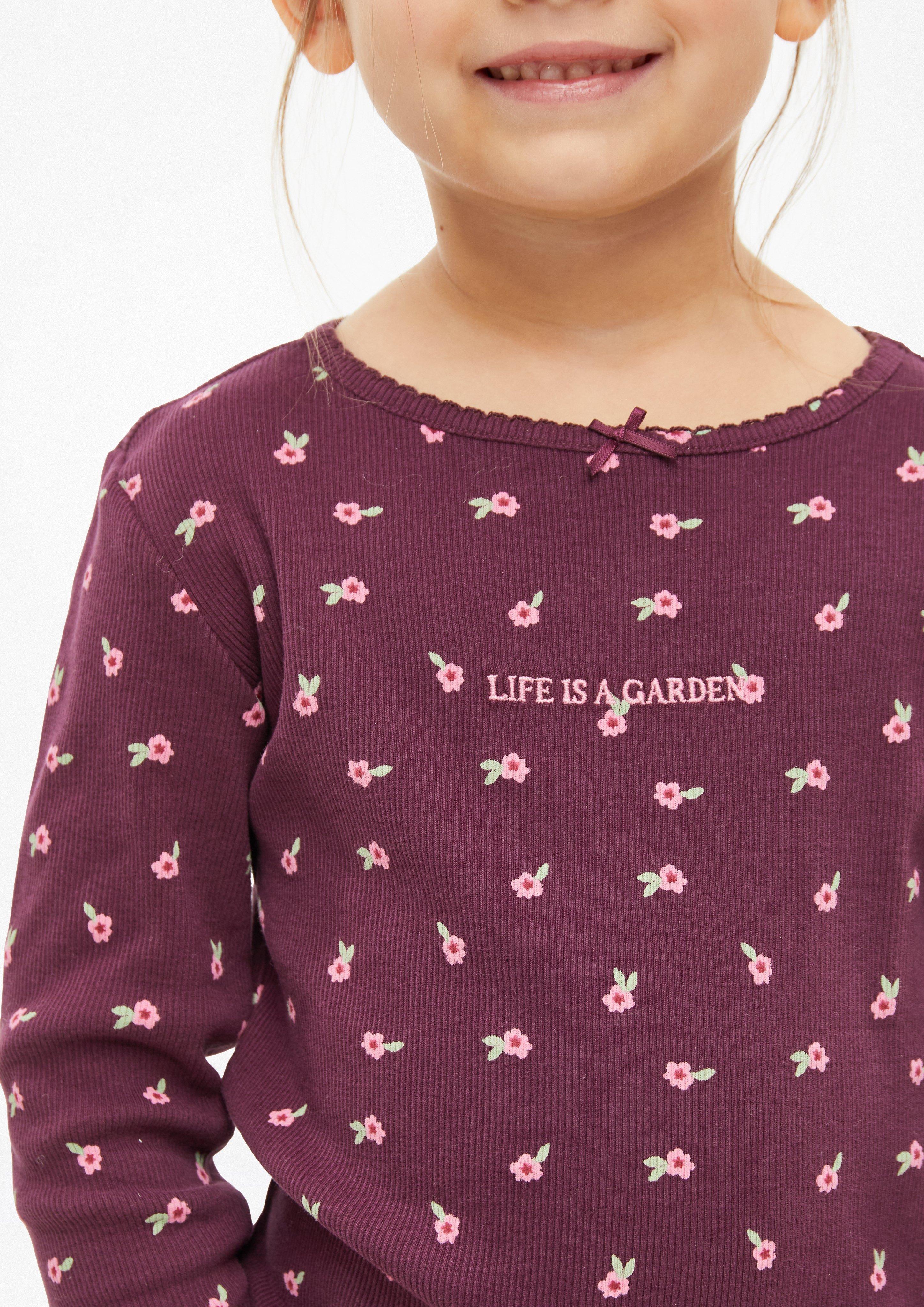 Junior T-shirt à manches longues coupe ajustée avec broderie en rouge de s.Oliver
