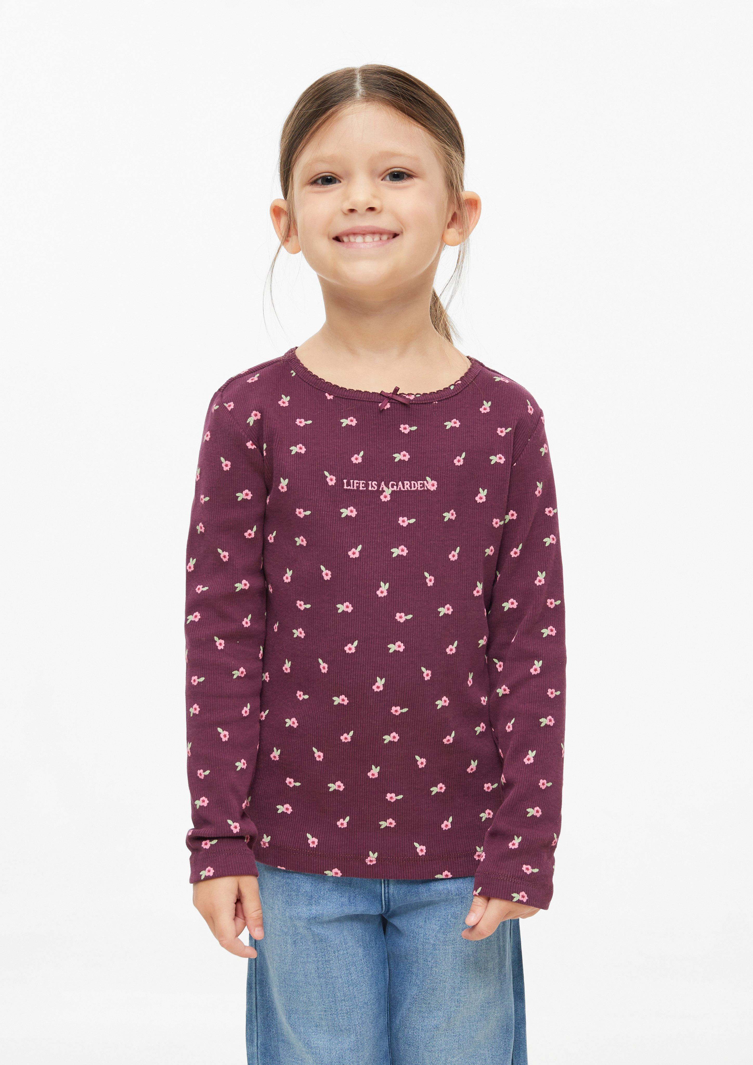 Slim fit T-shirt met lange mouwen en borduursel in bordeaux van s.Oliver