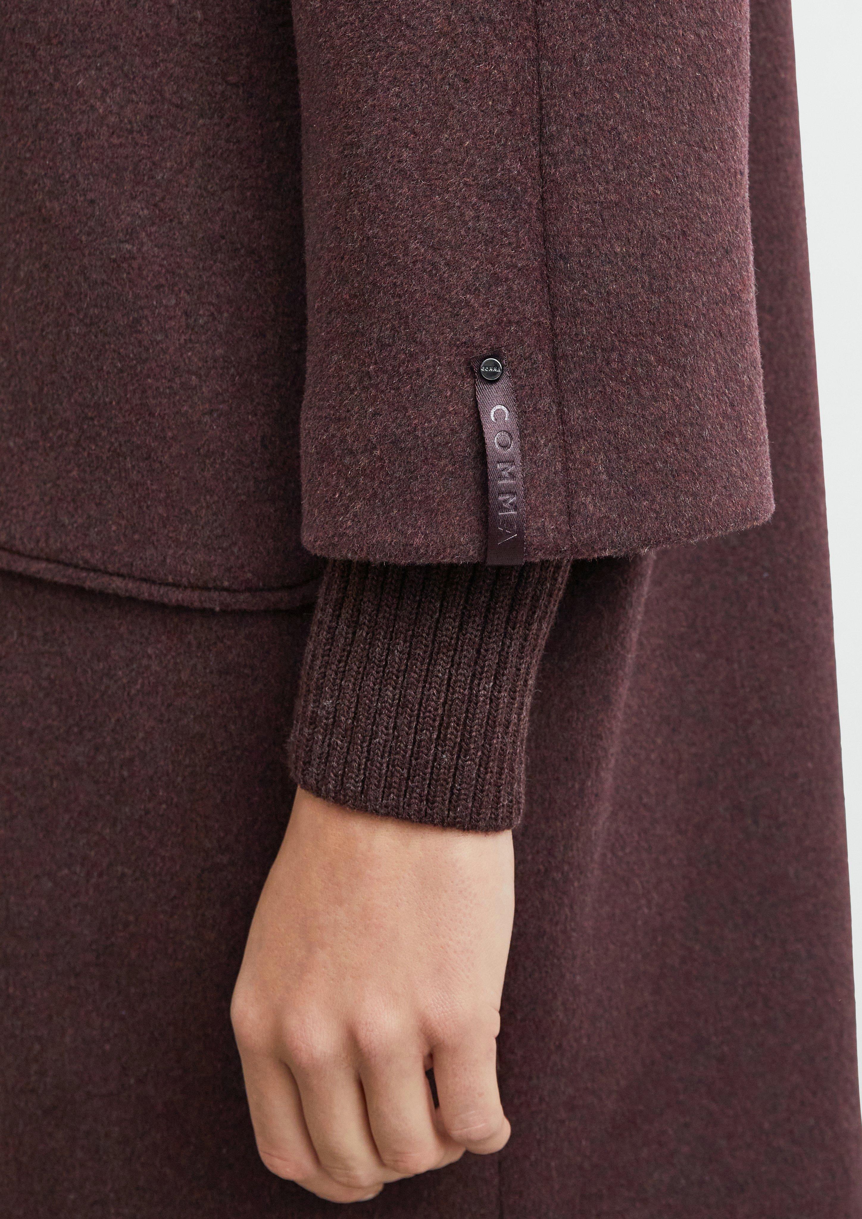 Wool-blend cape coat with ribbed details in red by COMMA