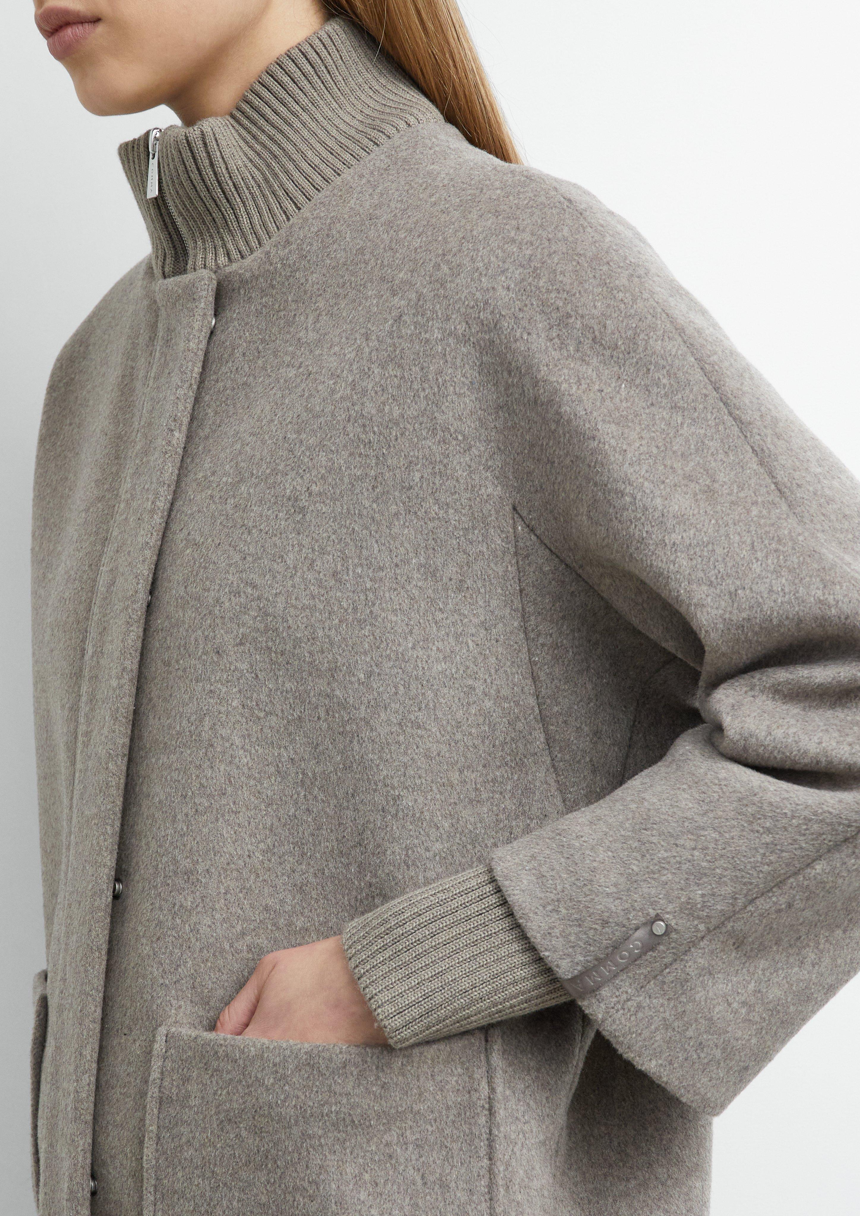 Damen Cape-Mantel aus Wollmix mit Ripp-Details in braun von comma