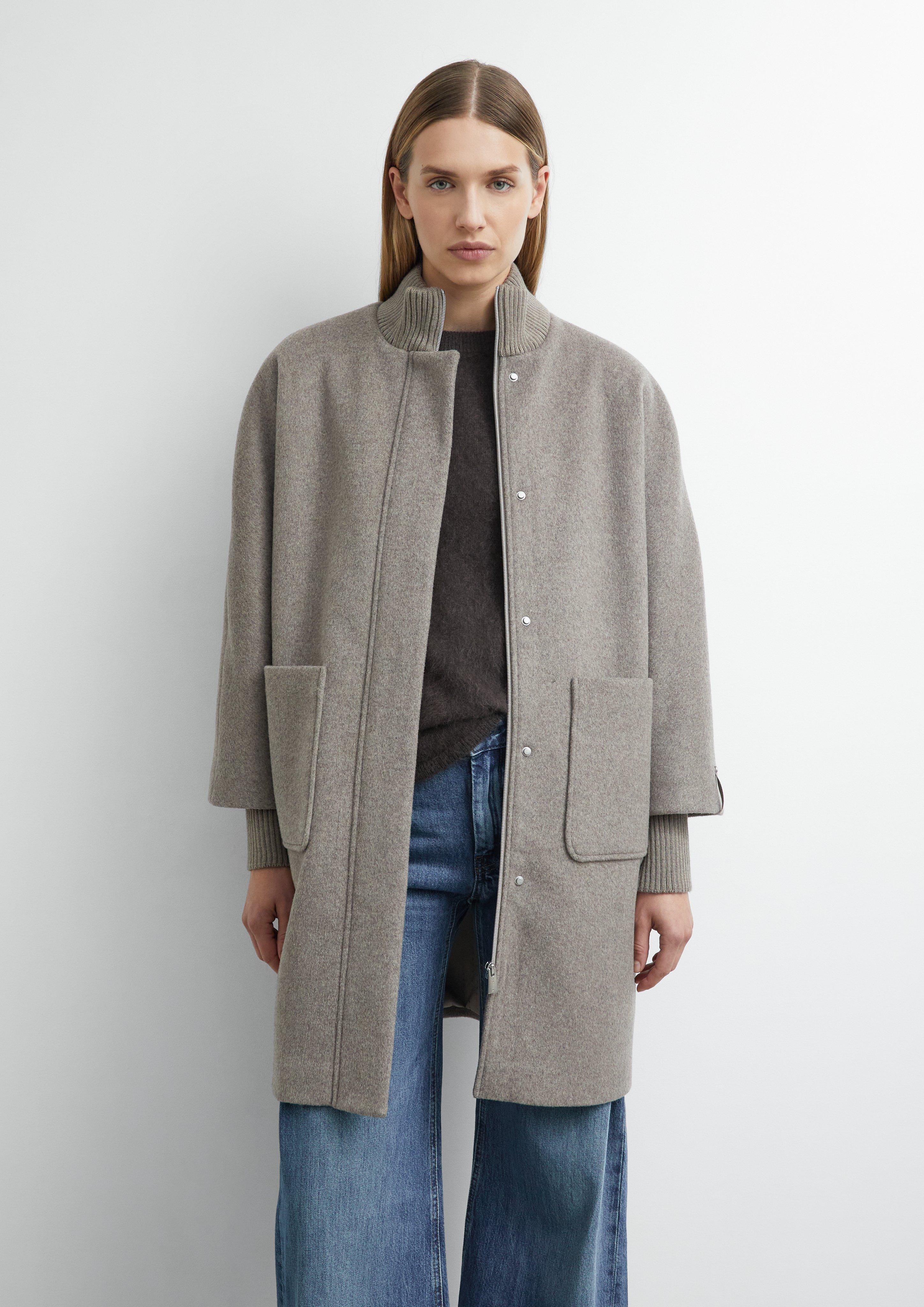 Damen Cape-Mantel aus Wollmix mit Ripp-Details in braun von comma