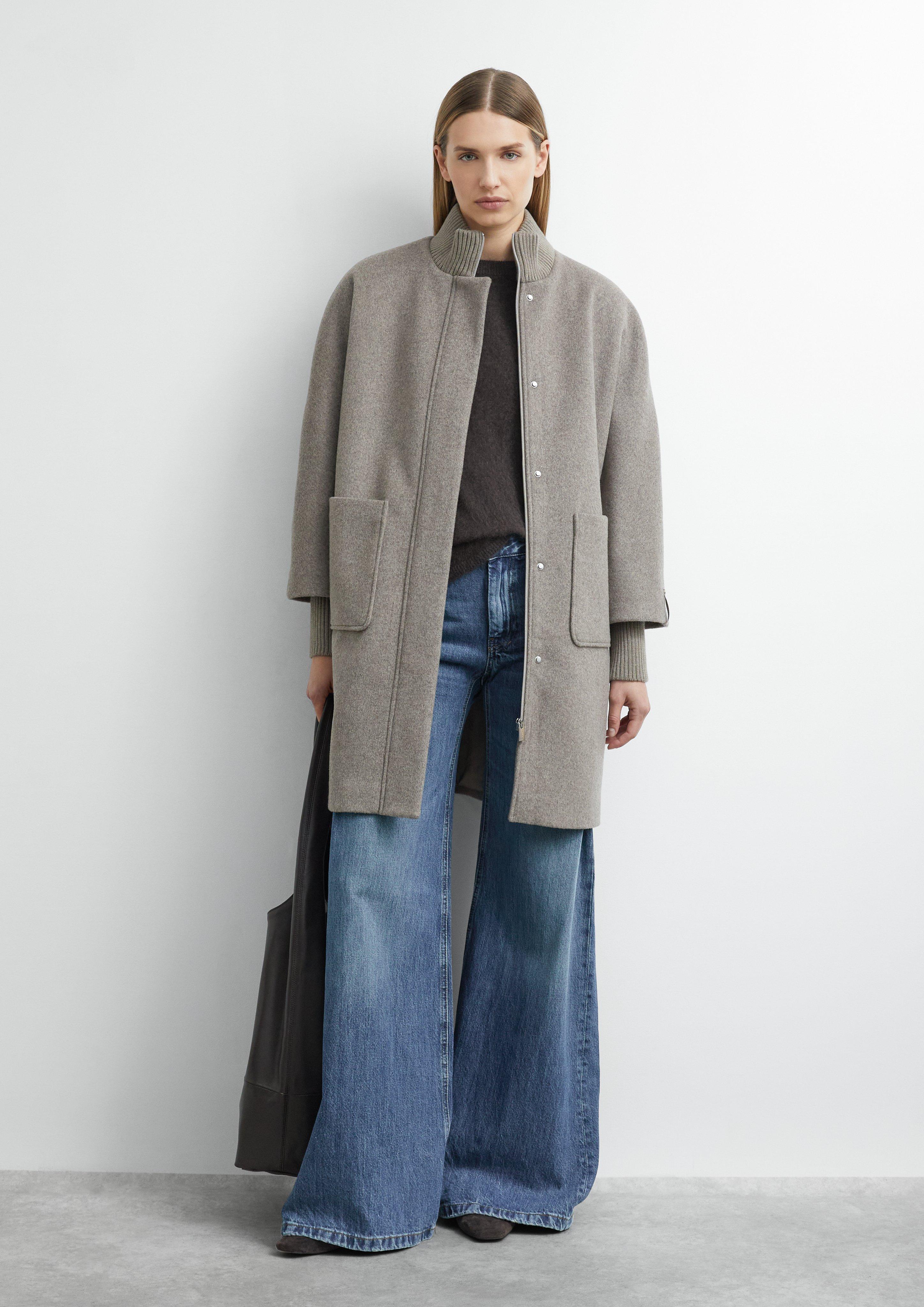 Damen Cape-Mantel aus Wollmix mit Ripp-Details in braun von comma